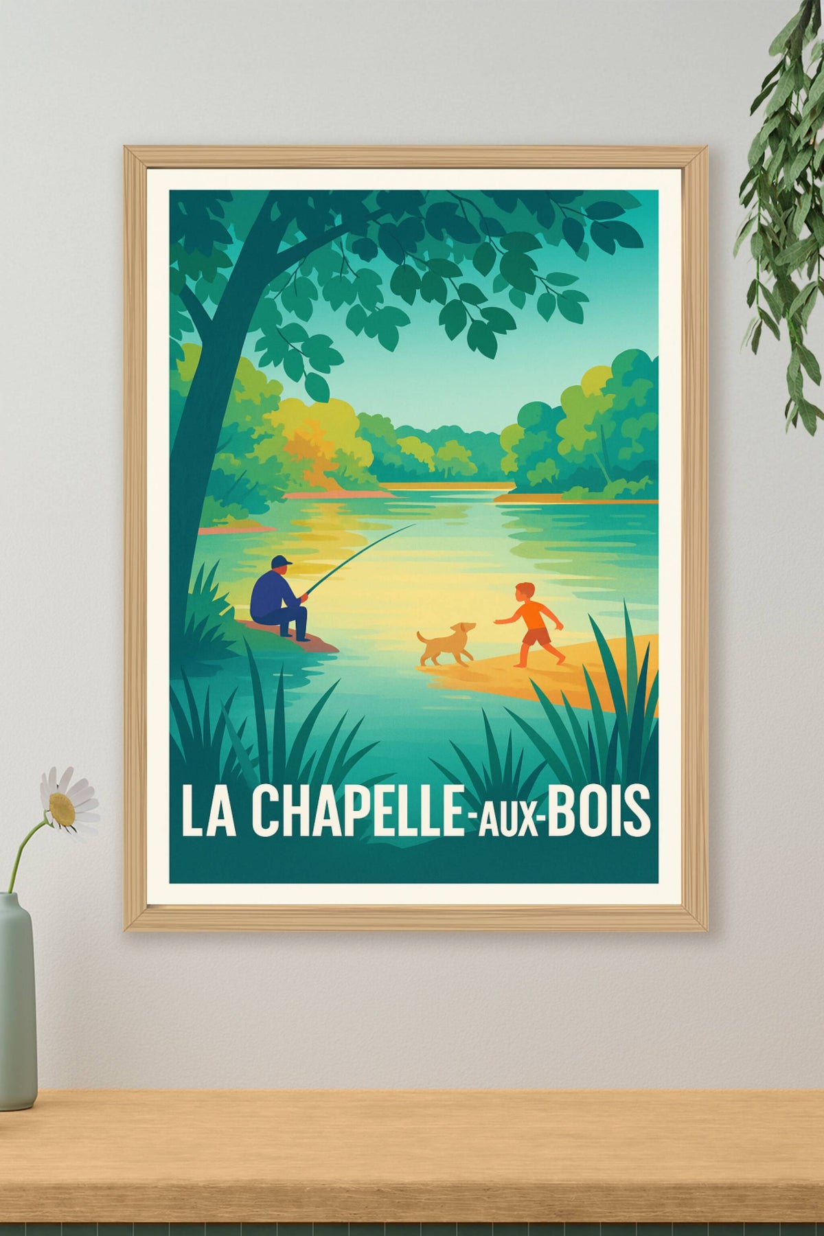 Affiche La Chapelle-aux-Bois — Escapade paisible au bord de l'eau · poster d'art de La Chapelle-aux-Bois
