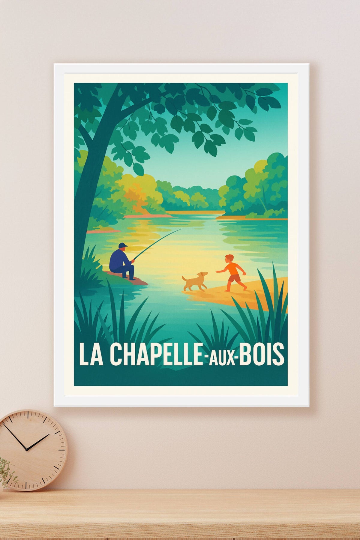 Affiche La Chapelle-aux-Bois — Escapade paisible au bord de l'eau · poster d'art de La Chapelle-aux-Bois