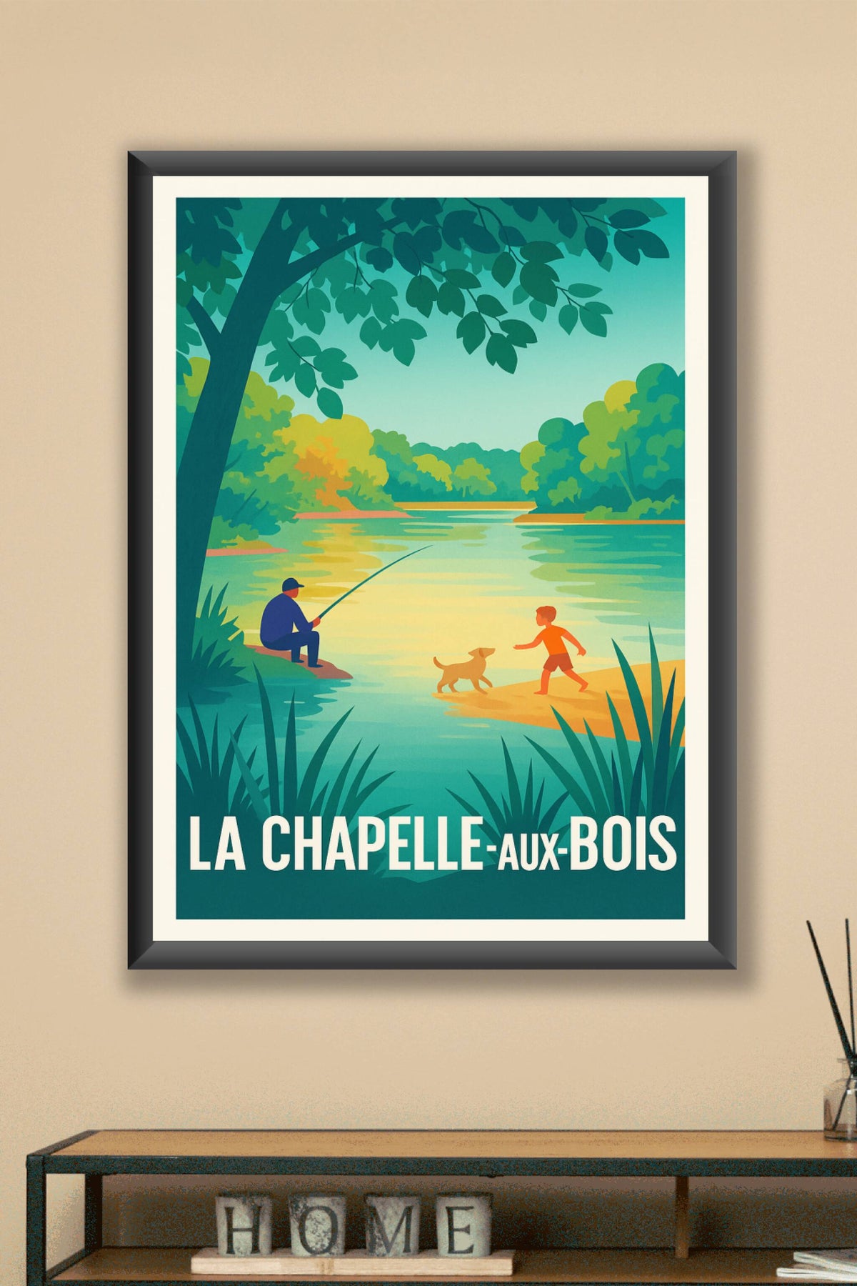 Affiche La Chapelle-aux-Bois — Escapade paisible au bord de l'eau · poster d'art de La Chapelle-aux-Bois