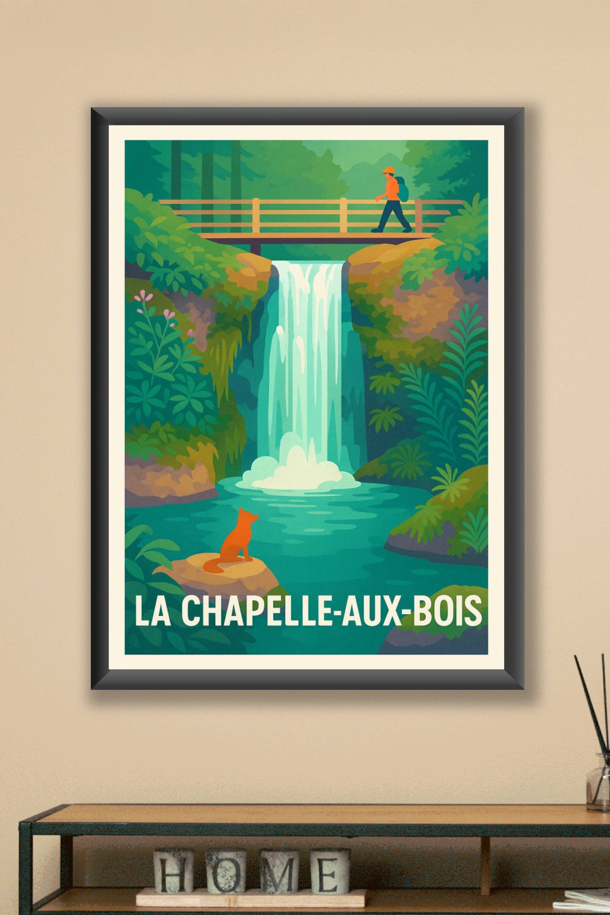 Affiche La Chapelle-aux-Bois — Évasion naturelle au cœur des cascades · poster d'art de La Chapelle-aux-Bois