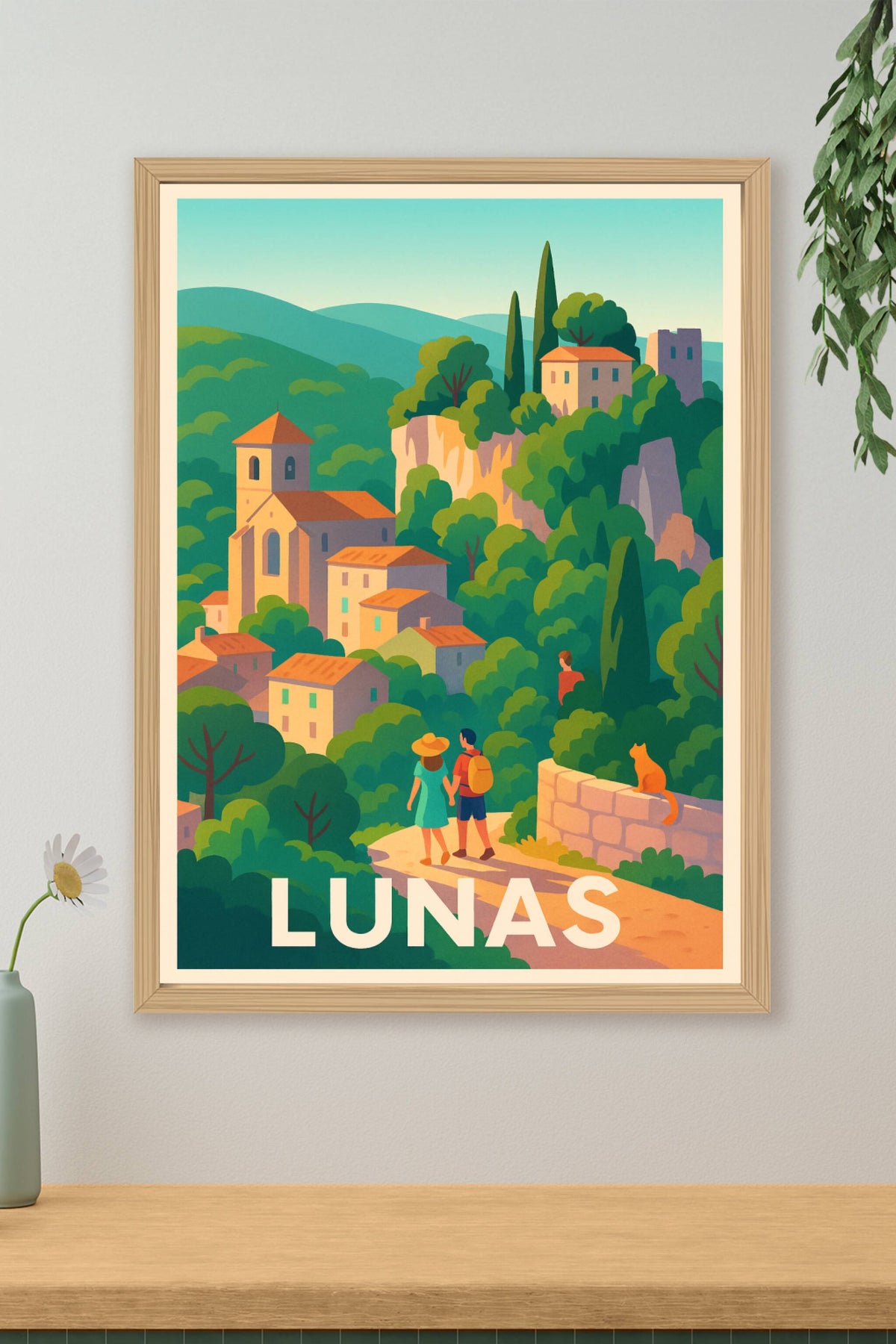 Affiche Lunas — Évasion au cœur du village perché · poster d'art de Lunas