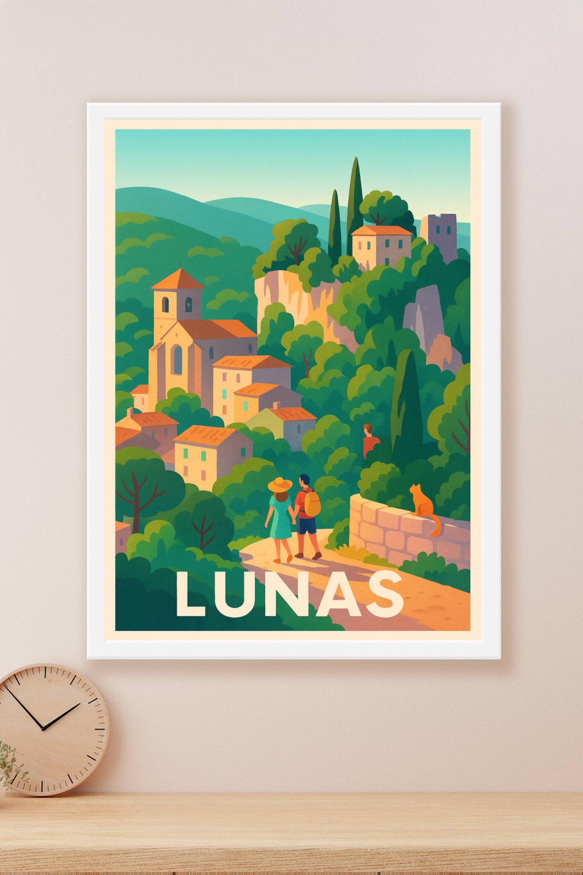 Affiche Lunas — Évasion au cœur du village perché · poster d'art de Lunas