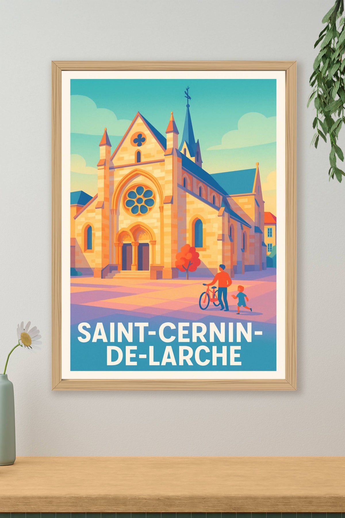 Affiche Saint-Cernin-de-Larche — Charme et patrimoine au cœur de la Corrèze · poster d'art de Saint-Cernin-de-Larche
