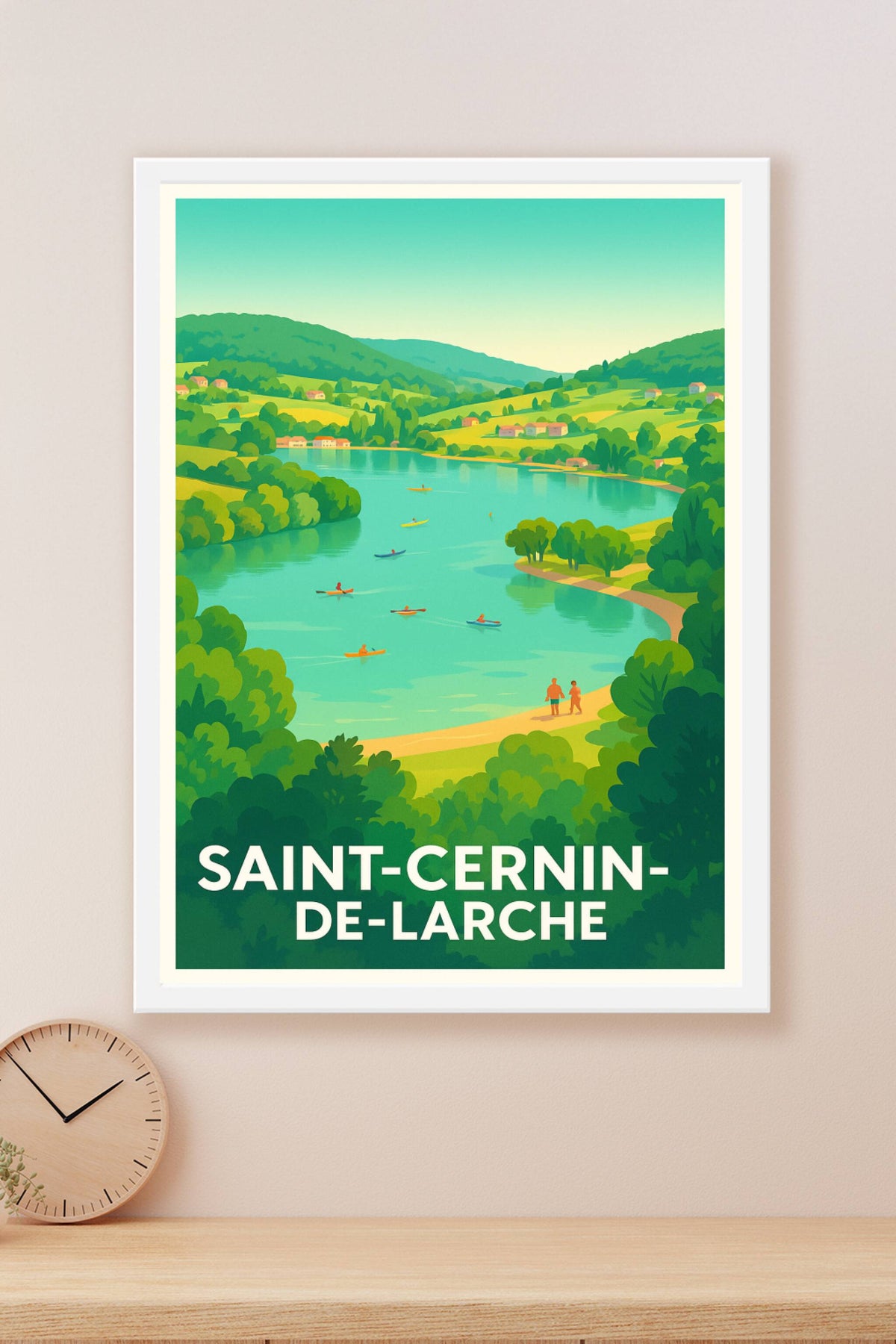 Affiche Saint-Cernin-de-Larche — Escapade nature et détente au fil de l'eau · poster d'art de Saint-Cernin-de-Larche