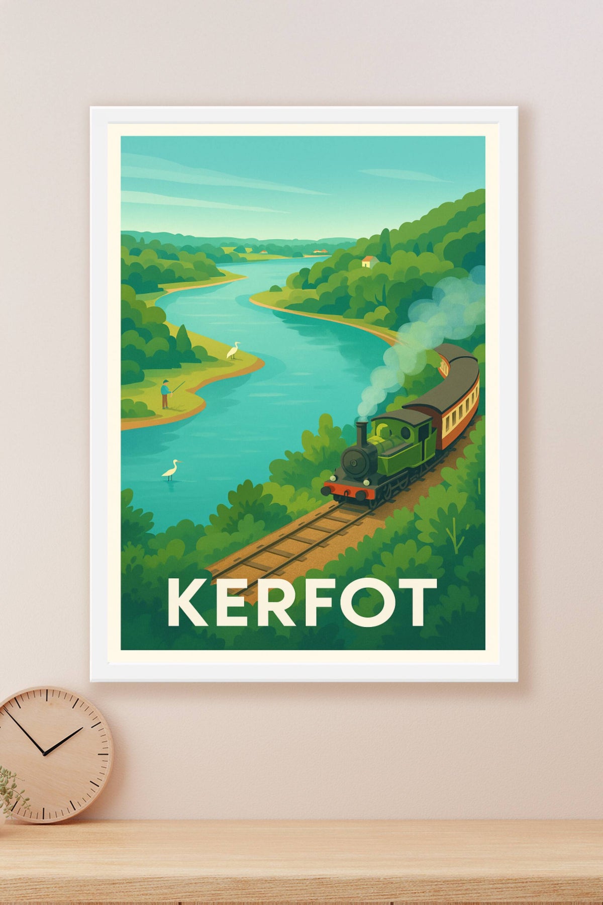 Affiche Kerfot — Voyage bucolique au fil du train et de la rivière · poster d'art de Kerfot