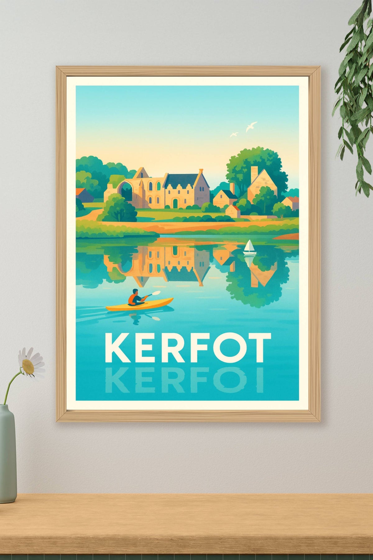 Affiche Kerfot — Évasion sur les eaux paisibles · poster d'art de Kerfot