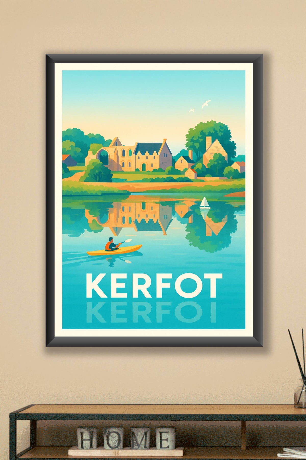 Affiche Kerfot — Évasion sur les eaux paisibles · poster d'art de Kerfot