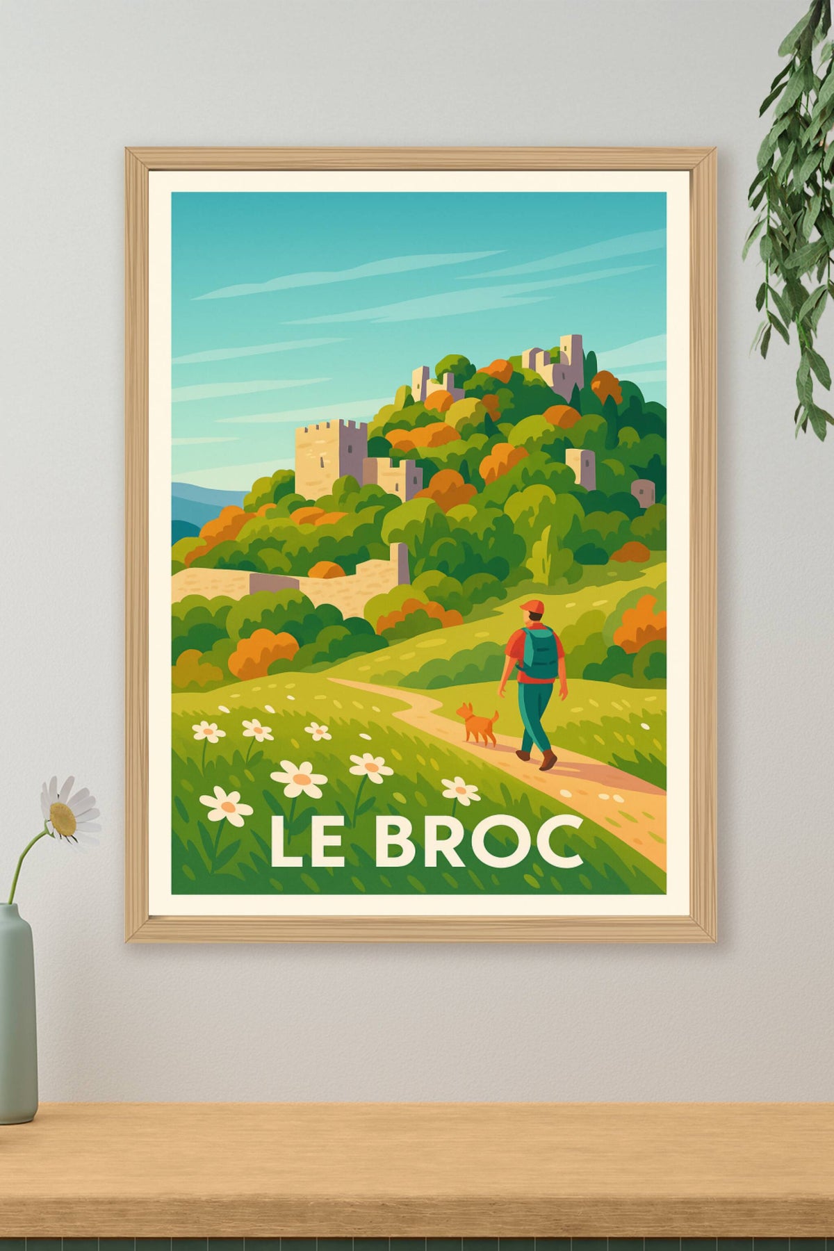 Affiche Le Broc — Randonnez au cœur du patrimoine naturel et médiéval · poster d'art de Le Broc