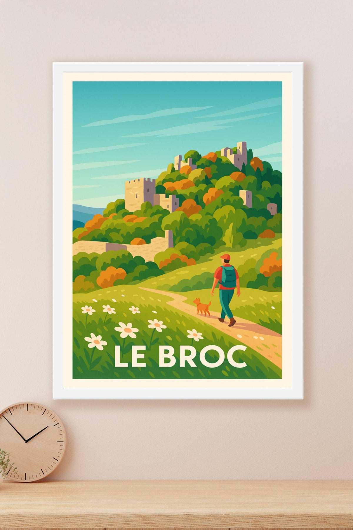 Affiche Le Broc — Randonnez au cœur du patrimoine naturel et médiéval · poster d'art de Le Broc