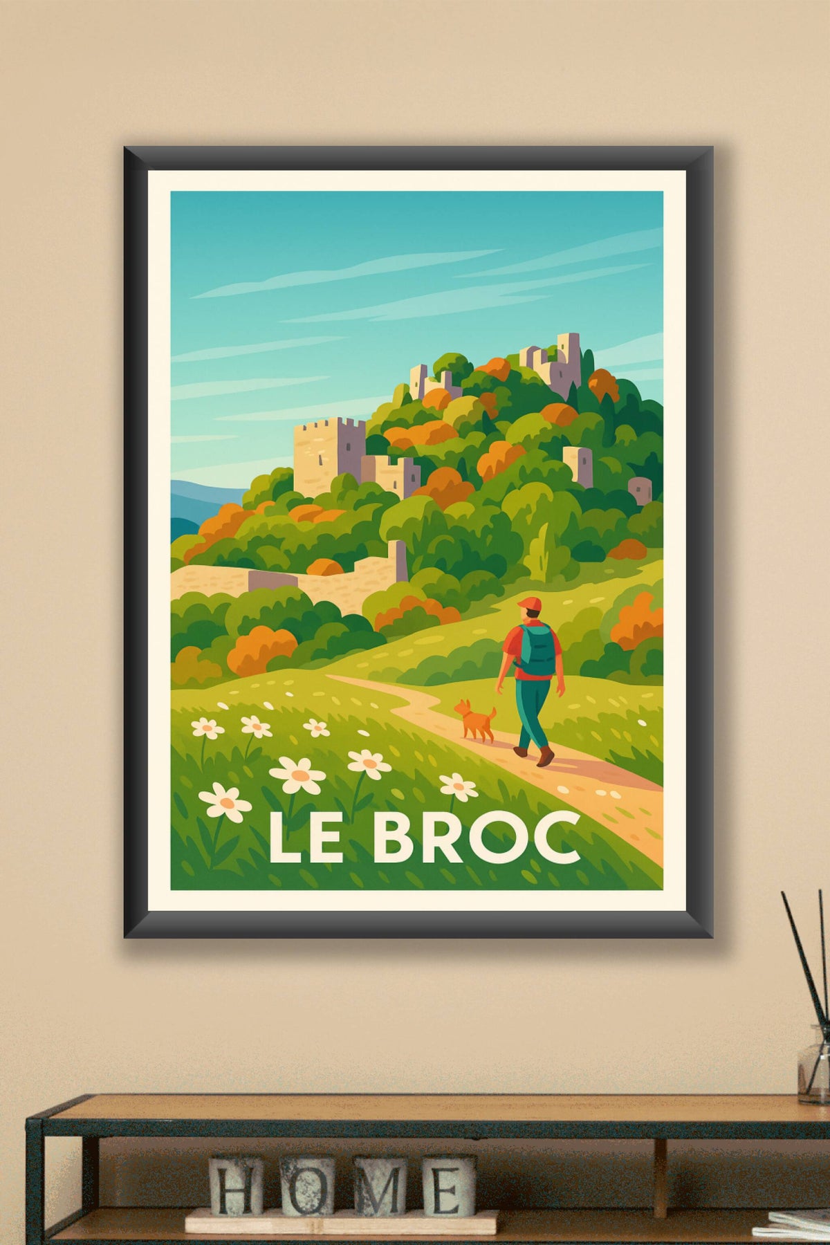 Affiche Le Broc — Randonnez au cœur du patrimoine naturel et médiéval · poster d'art de Le Broc