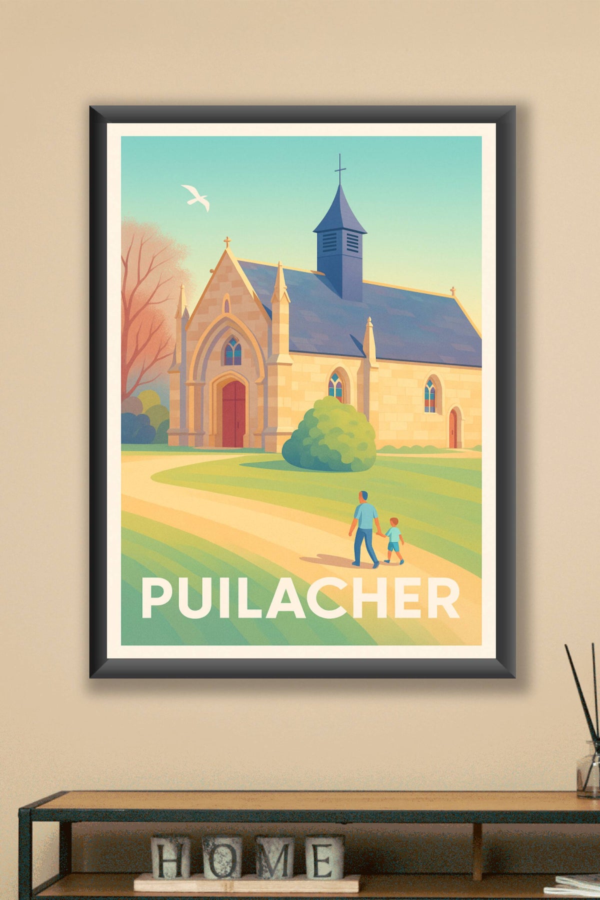 Affiche Puilacher — Tranquillité pastorale au cœur du village · poster d'art de Puilacher