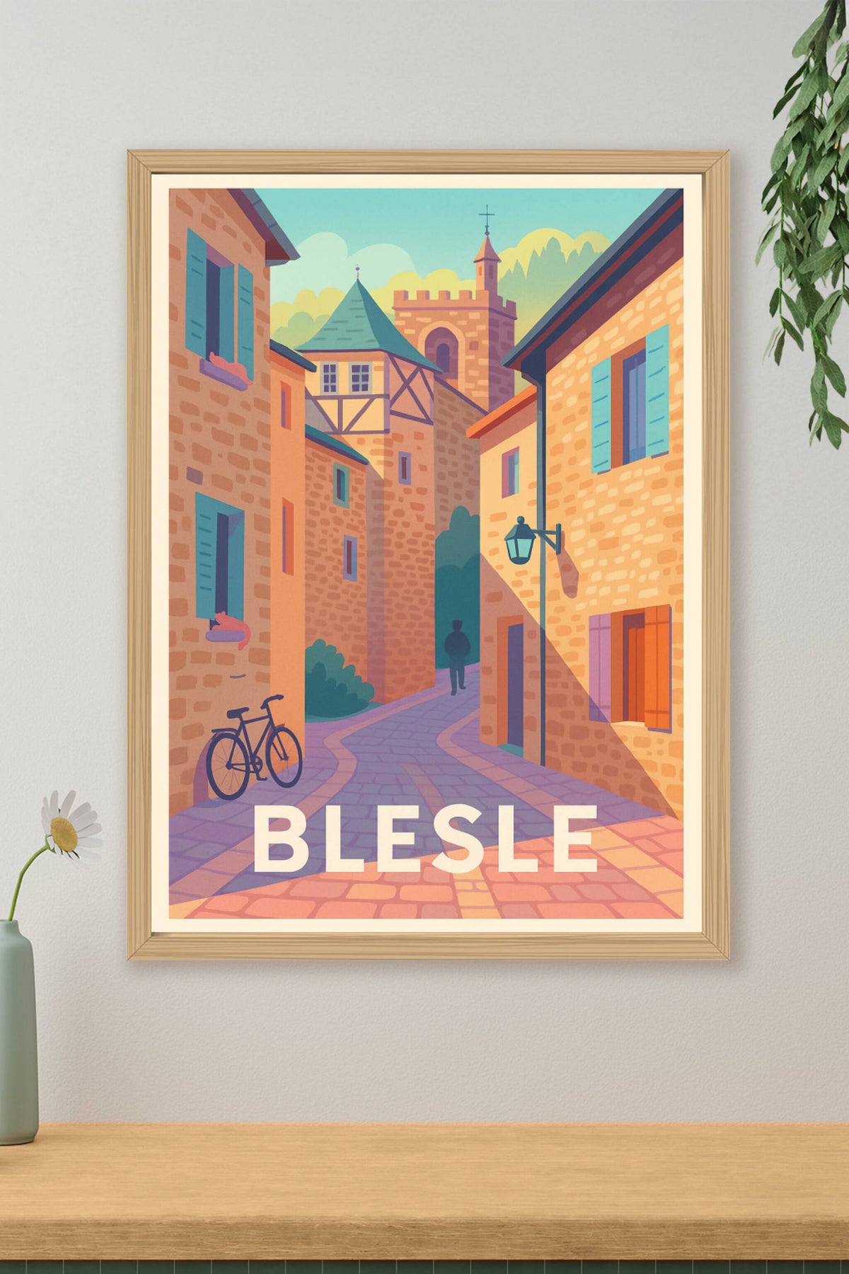 Affiche Blesle — Charme pittoresque d'une ruelle historique · poster d'art de Blesle