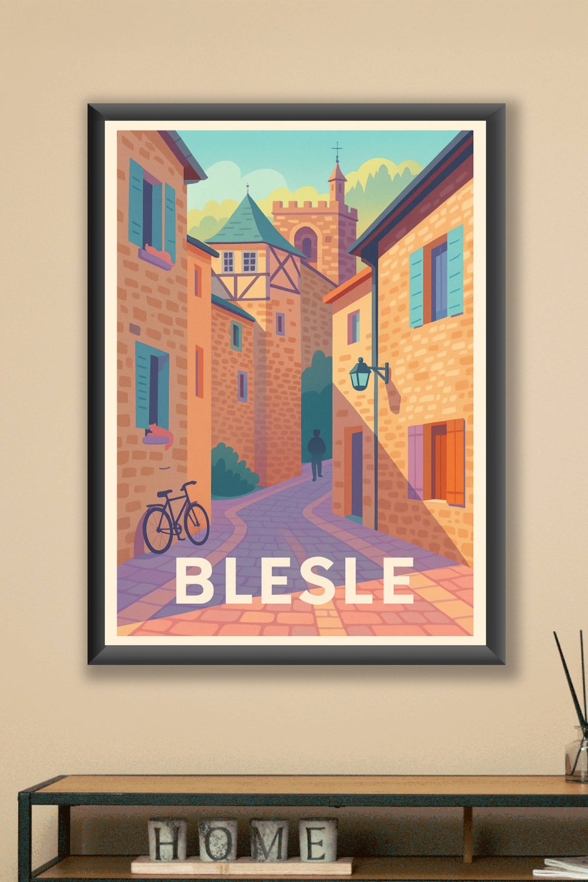 Affiche Blesle — Charme pittoresque d'une ruelle historique · poster d'art de Blesle
