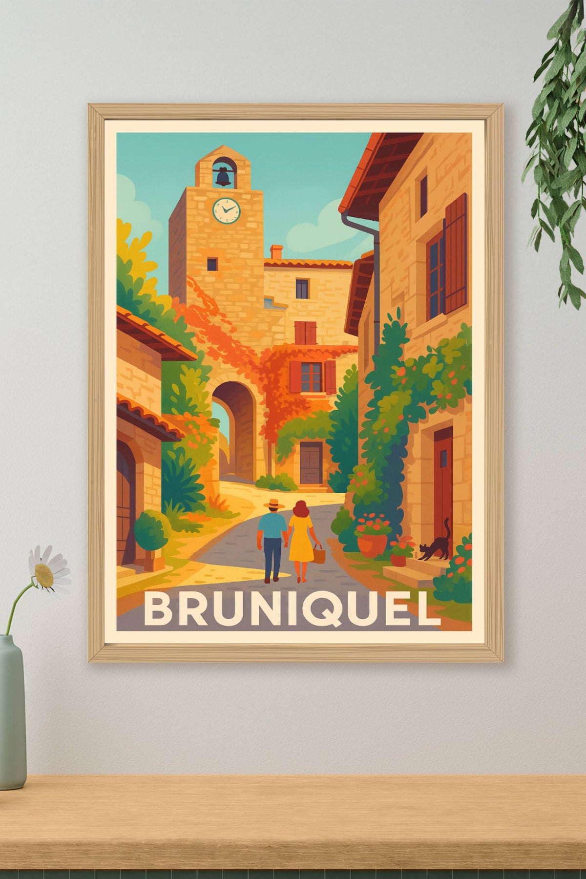 Affiche Bruniquel — Charme et sérénité au cœur du village · poster d'art de Bruniquel