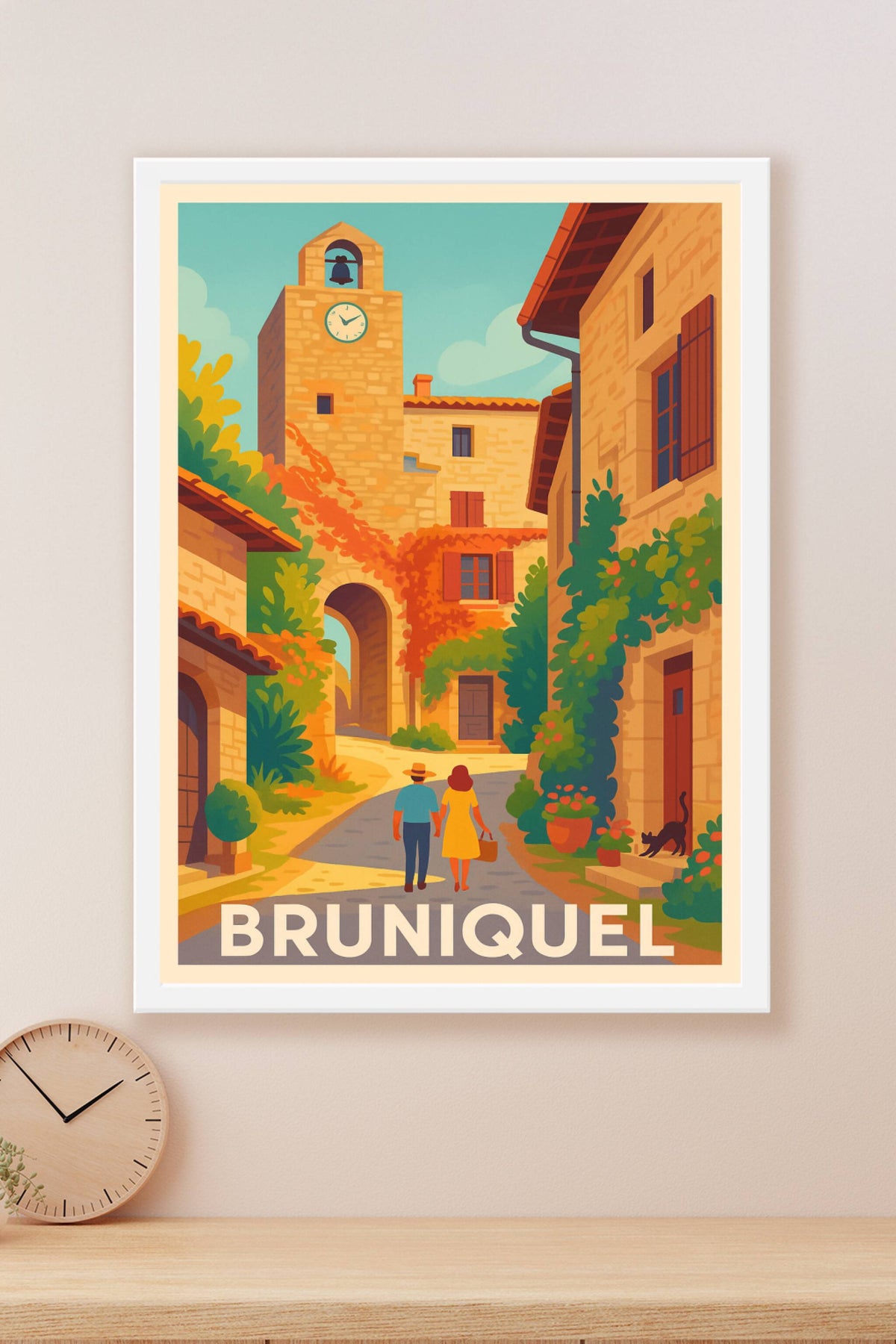 Affiche Bruniquel — Charme et sérénité au cœur du village · poster d'art de Bruniquel