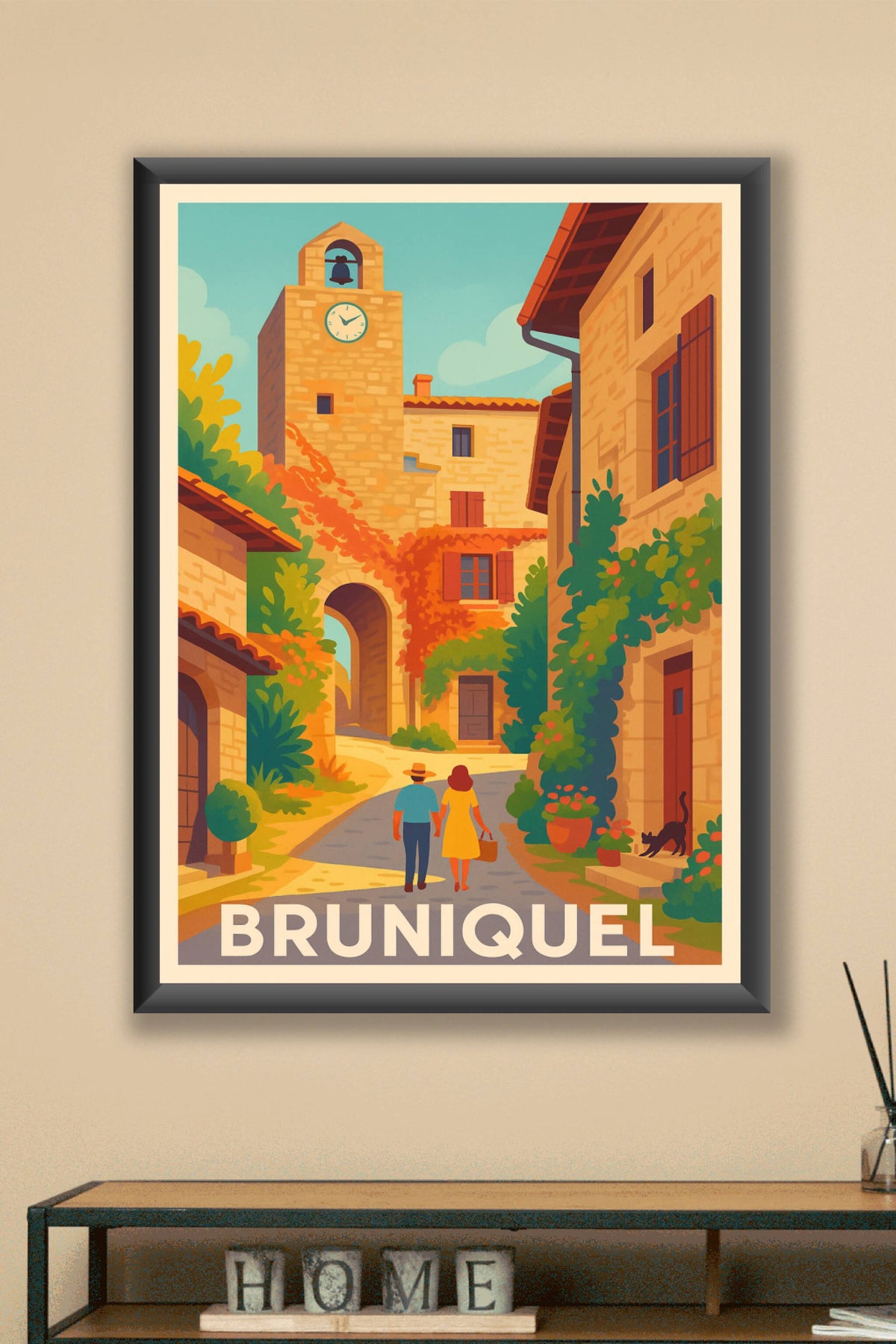 Affiche Bruniquel — Charme et sérénité au cœur du village · poster d'art de Bruniquel