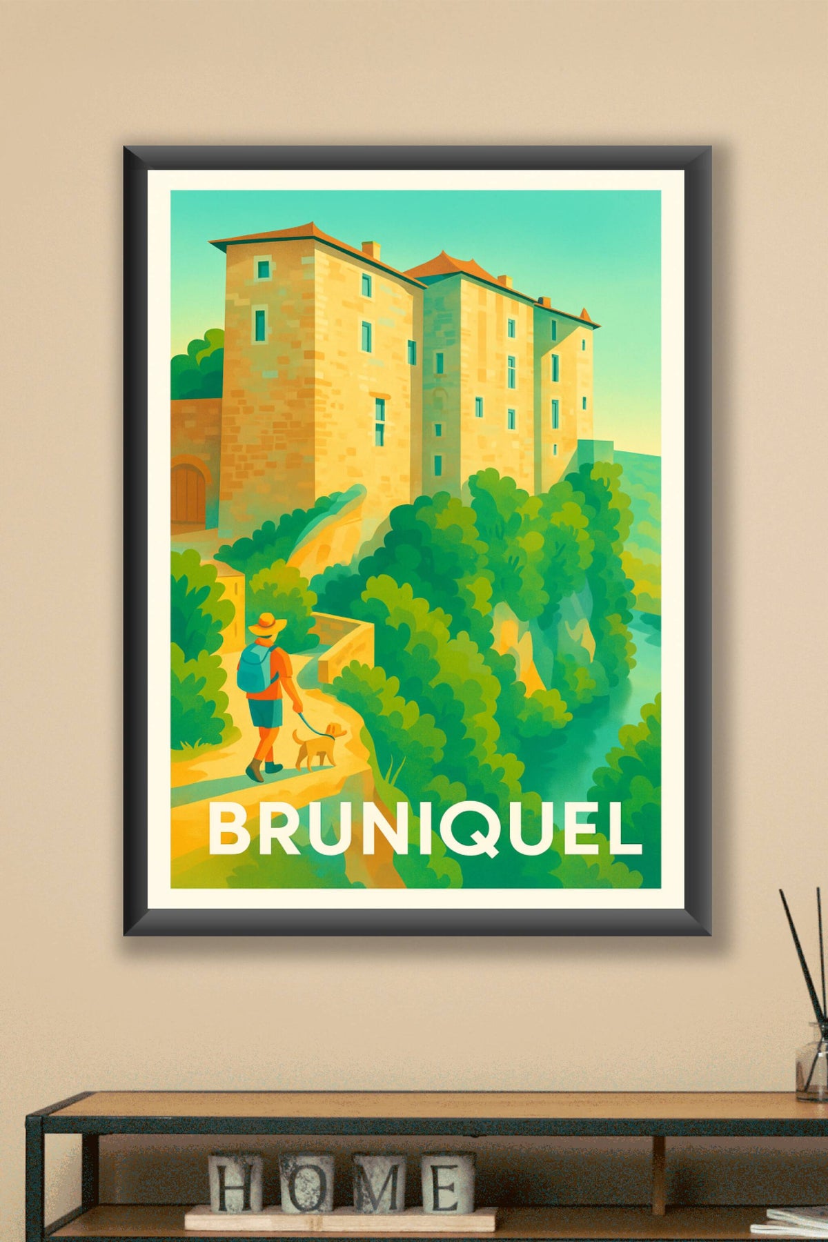 Affiche Bruniquel — Une escapade pittoresque au cœur du Tarn · poster d'art de Bruniquel