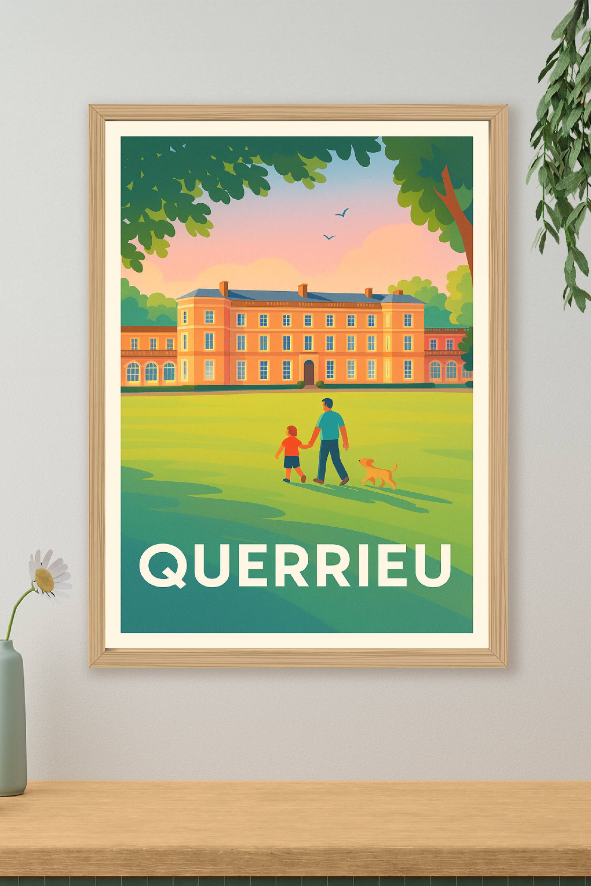 Affiche de Querrieu - Promenade au château au coucher du soleil