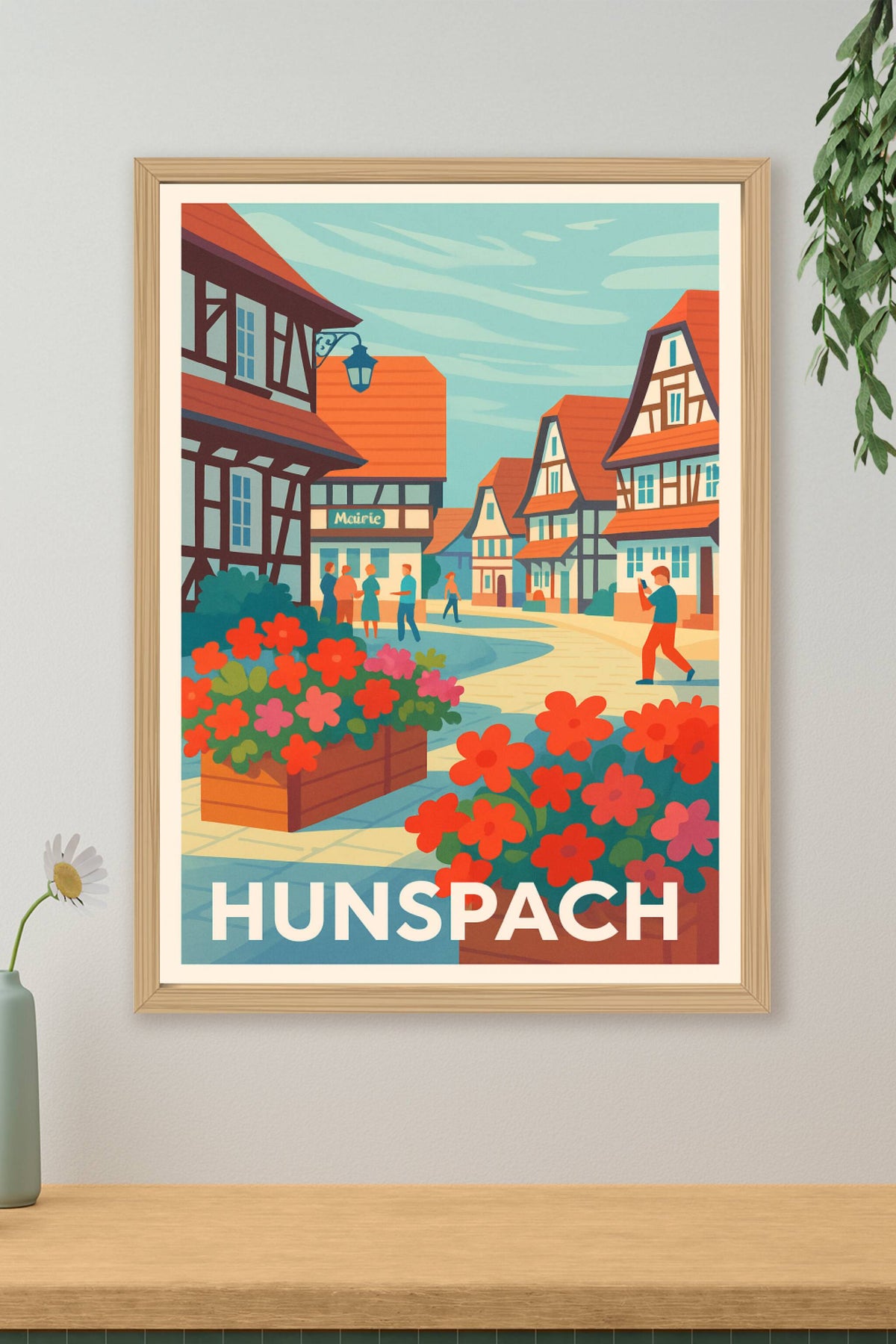 Affiche Hunspach — Charmante rue fleurie au cœur de l’Alsace · poster d'art de Hunspach