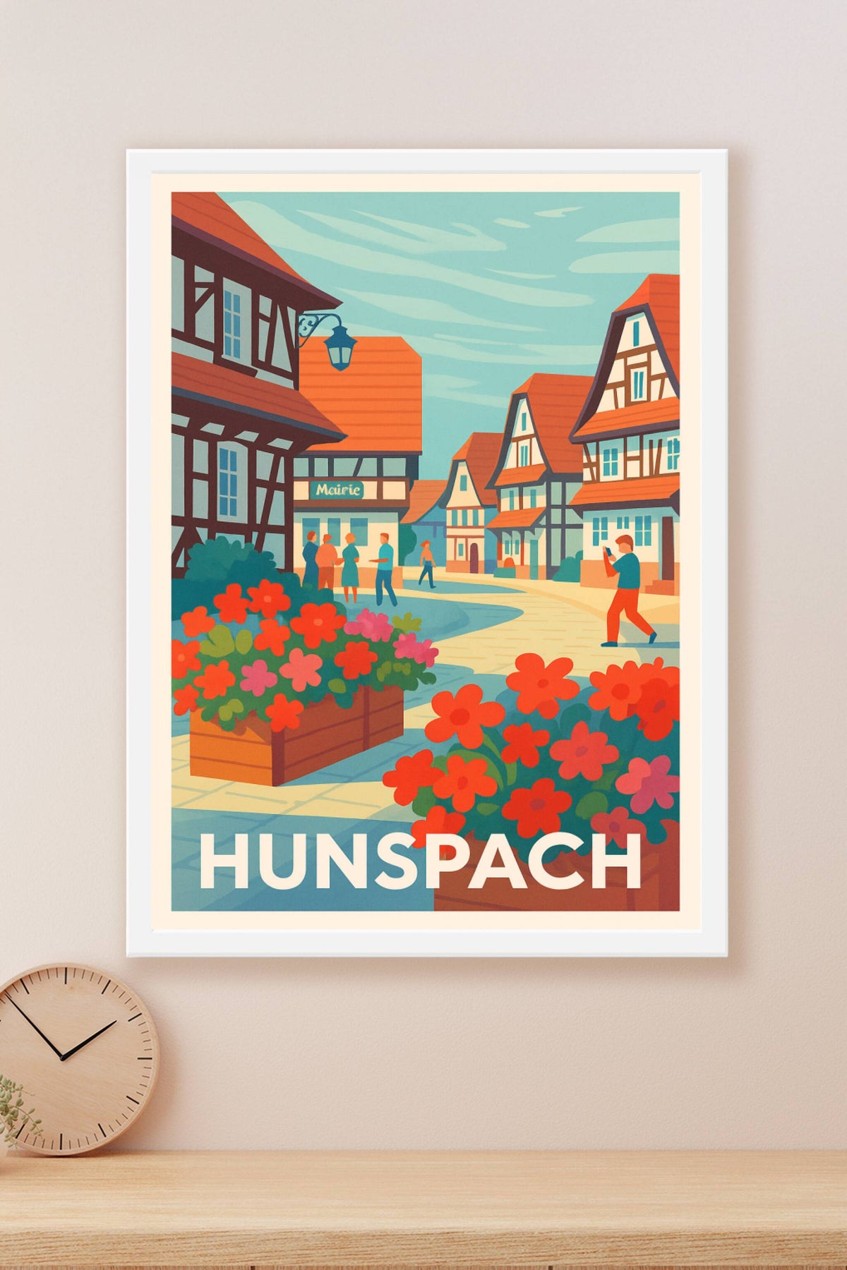 Affiche Hunspach — Charmante rue fleurie au cœur de l’Alsace · poster d'art de Hunspach