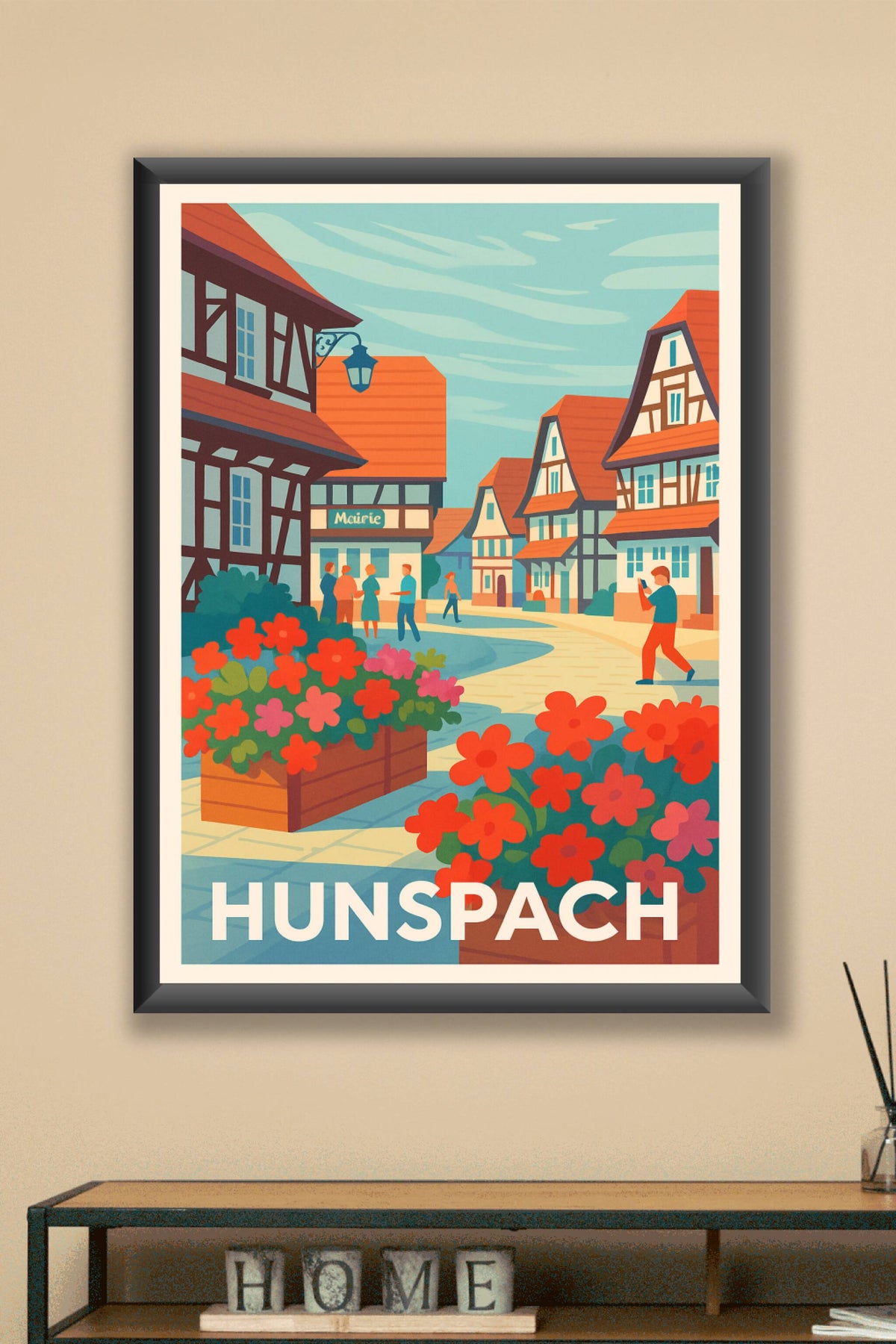 Affiche Hunspach — Charmante rue fleurie au cœur de l’Alsace · poster d'art de Hunspach