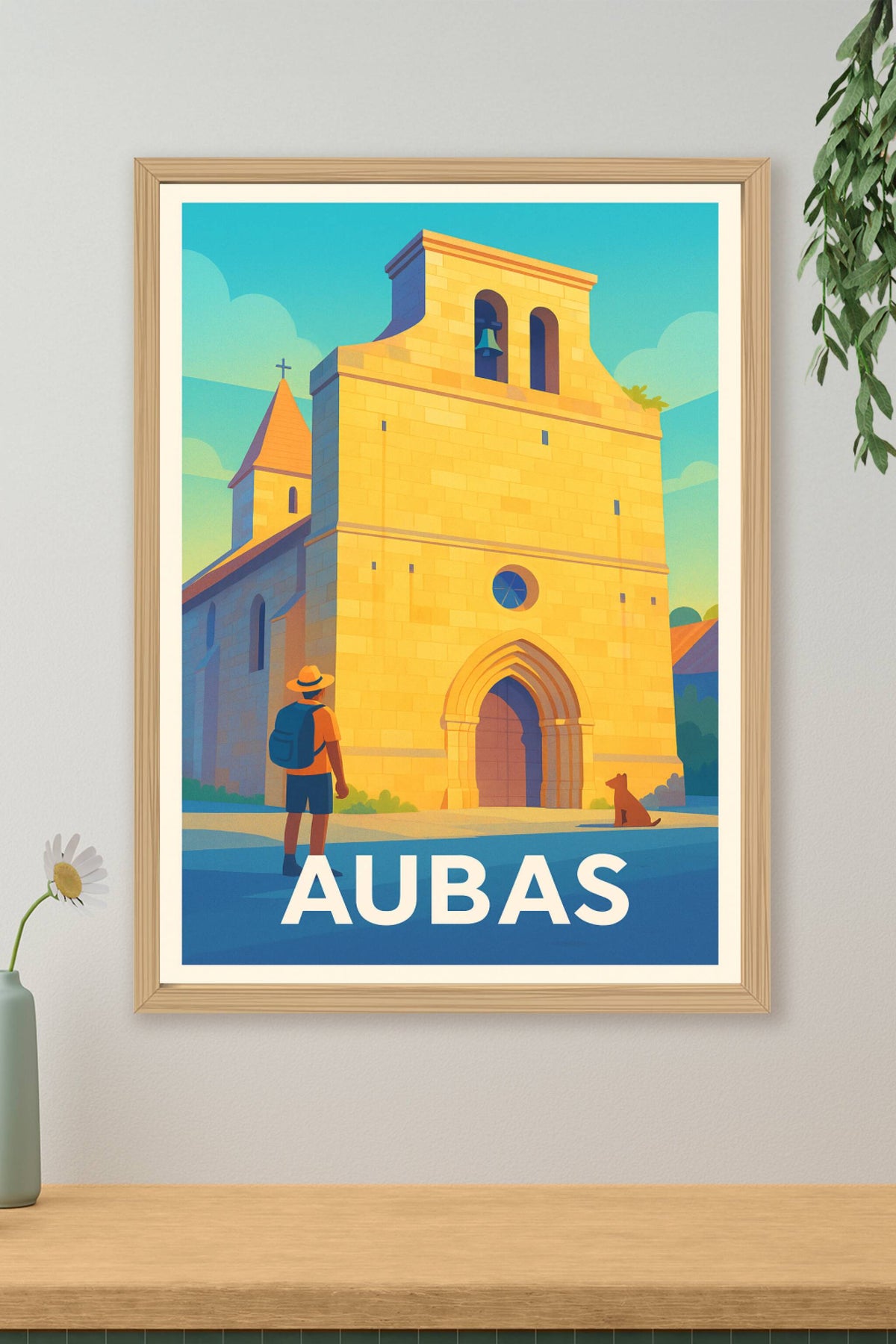 Affiche Aubas — Lumières dorées d'un patrimoine authentique · poster d'art de Aubas