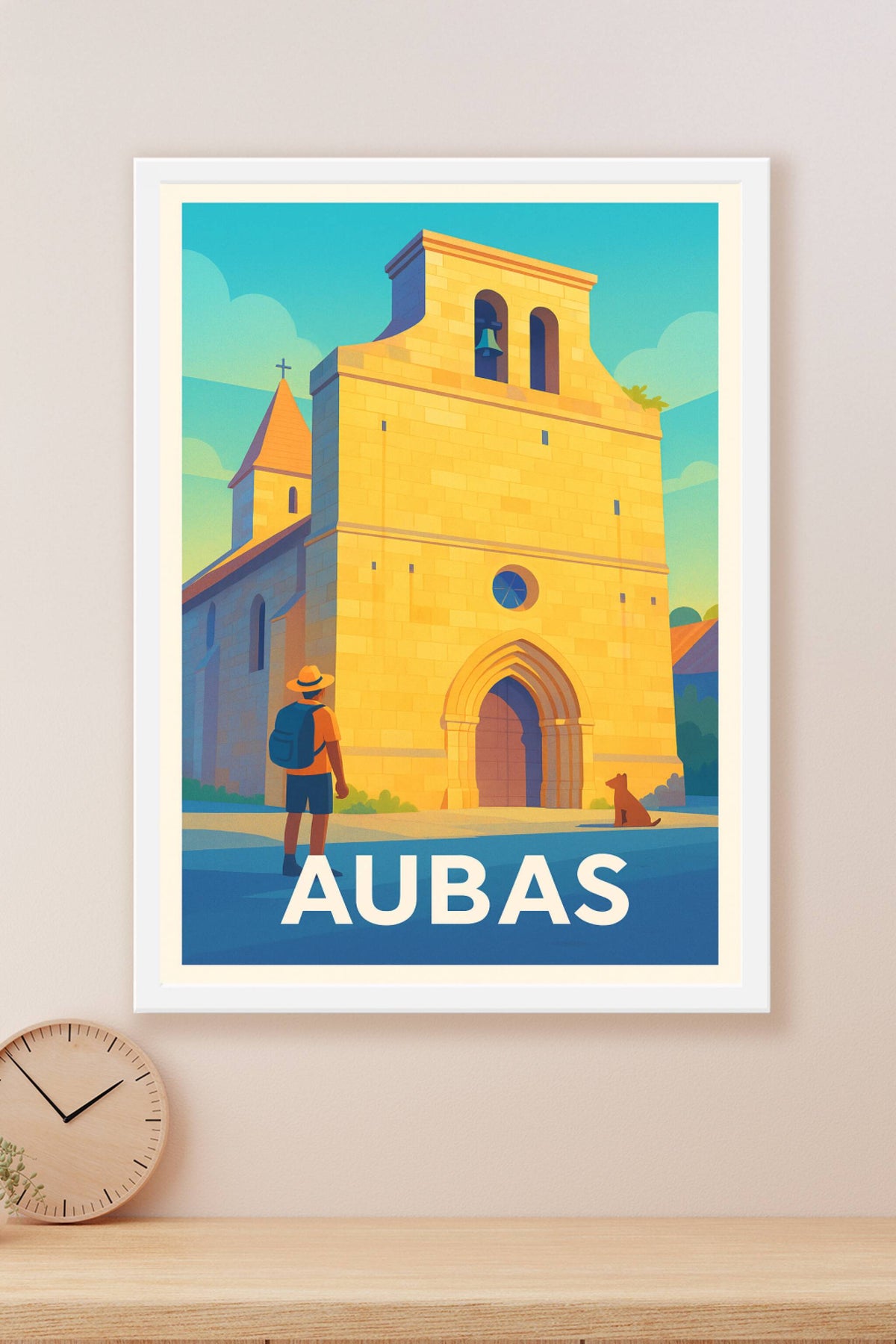 Affiche Aubas — Lumières dorées d'un patrimoine authentique · poster d'art de Aubas