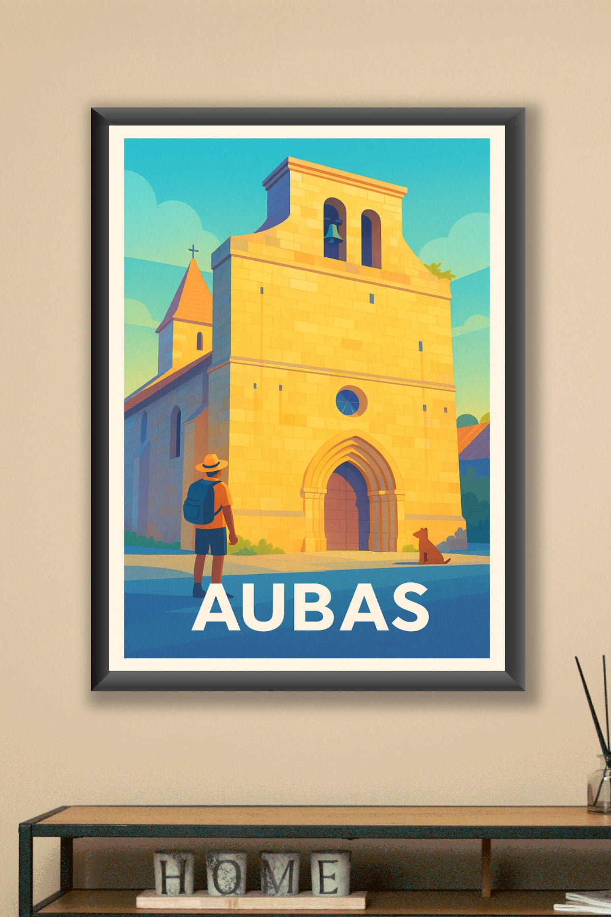 Affiche Aubas — Lumières dorées d'un patrimoine authentique · poster d'art de Aubas