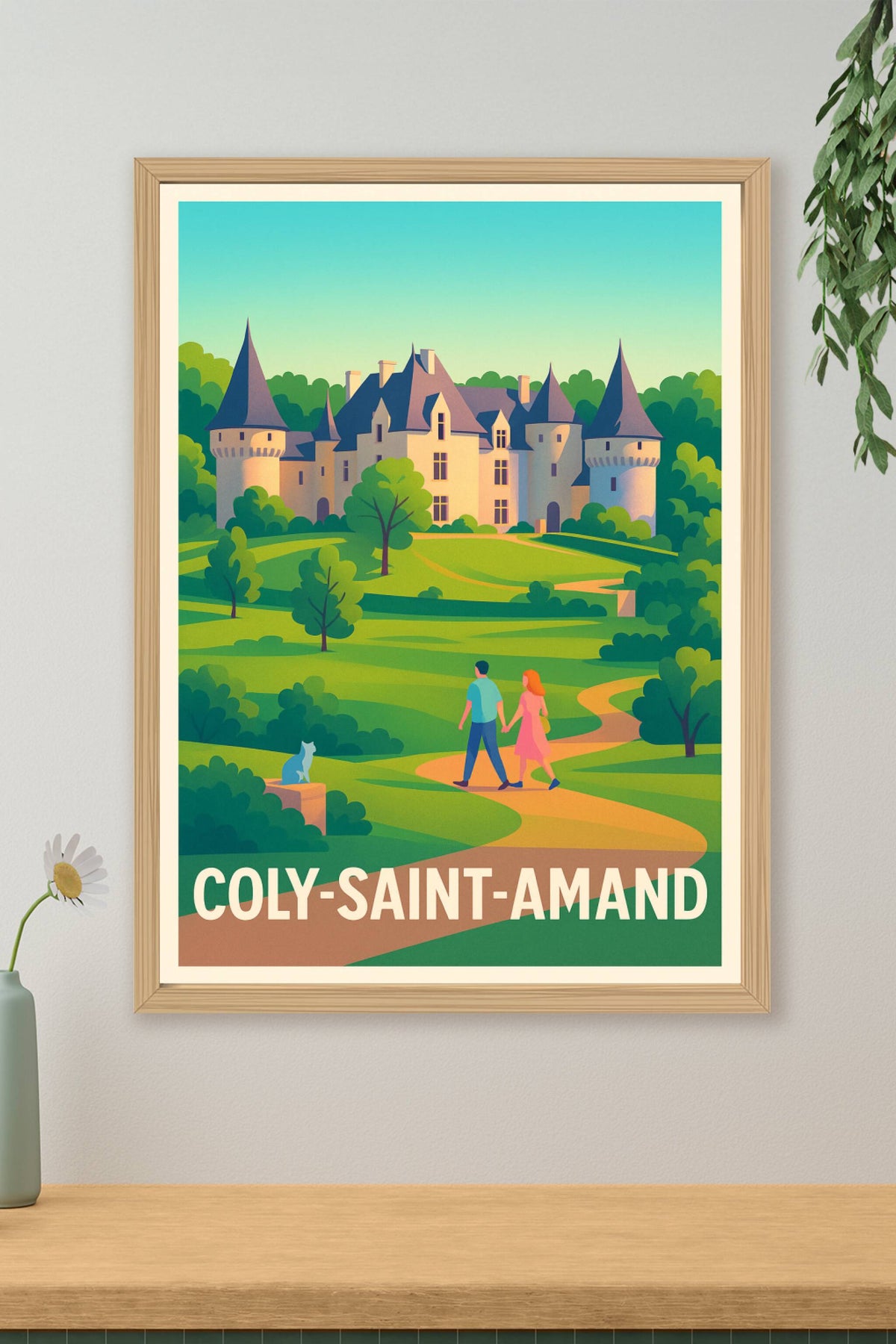 Affiche Coly-Saint-Amand — L'élégance d'un château au cœur de la nature · poster d'art de Coly-Saint-Amand