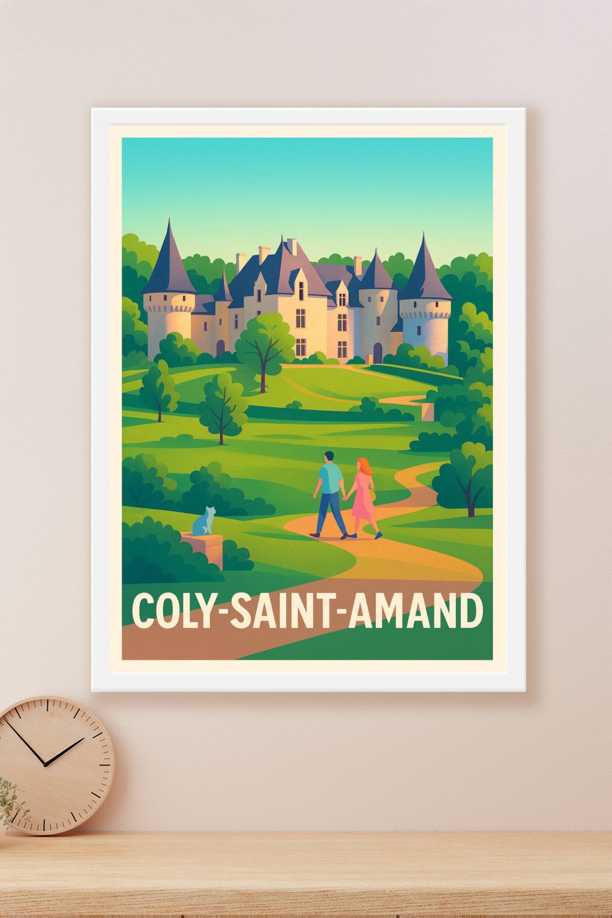 Affiche Coly-Saint-Amand — L'élégance d'un château au cœur de la nature · poster d'art de Coly-Saint-Amand