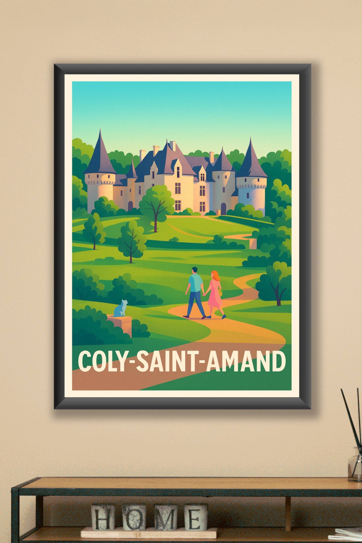 Affiche Coly-Saint-Amand — L'élégance d'un château au cœur de la nature · poster d'art de Coly-Saint-Amand