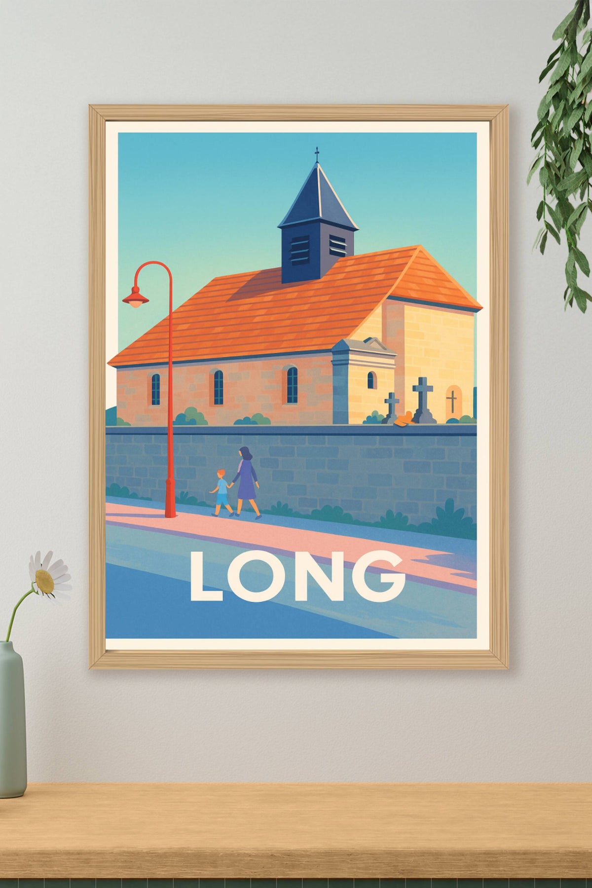 Affiche Long — Charme et sérénité d'une église de village · poster d'art de Long