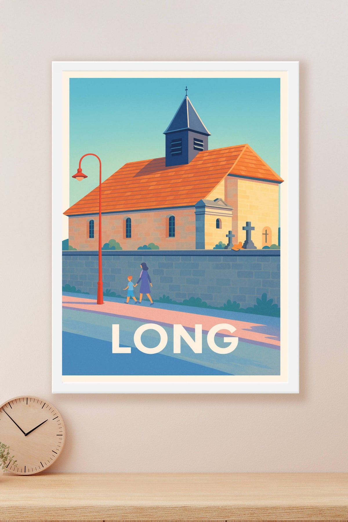 Affiche Long — Charme et sérénité d'une église de village · poster d'art de Long