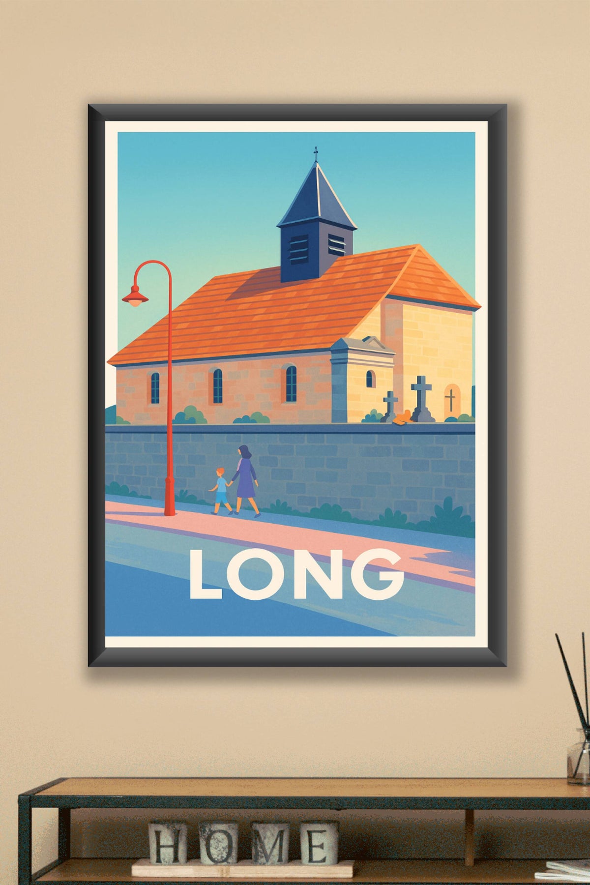 Affiche Long — Charme et sérénité d'une église de village · poster d'art de Long