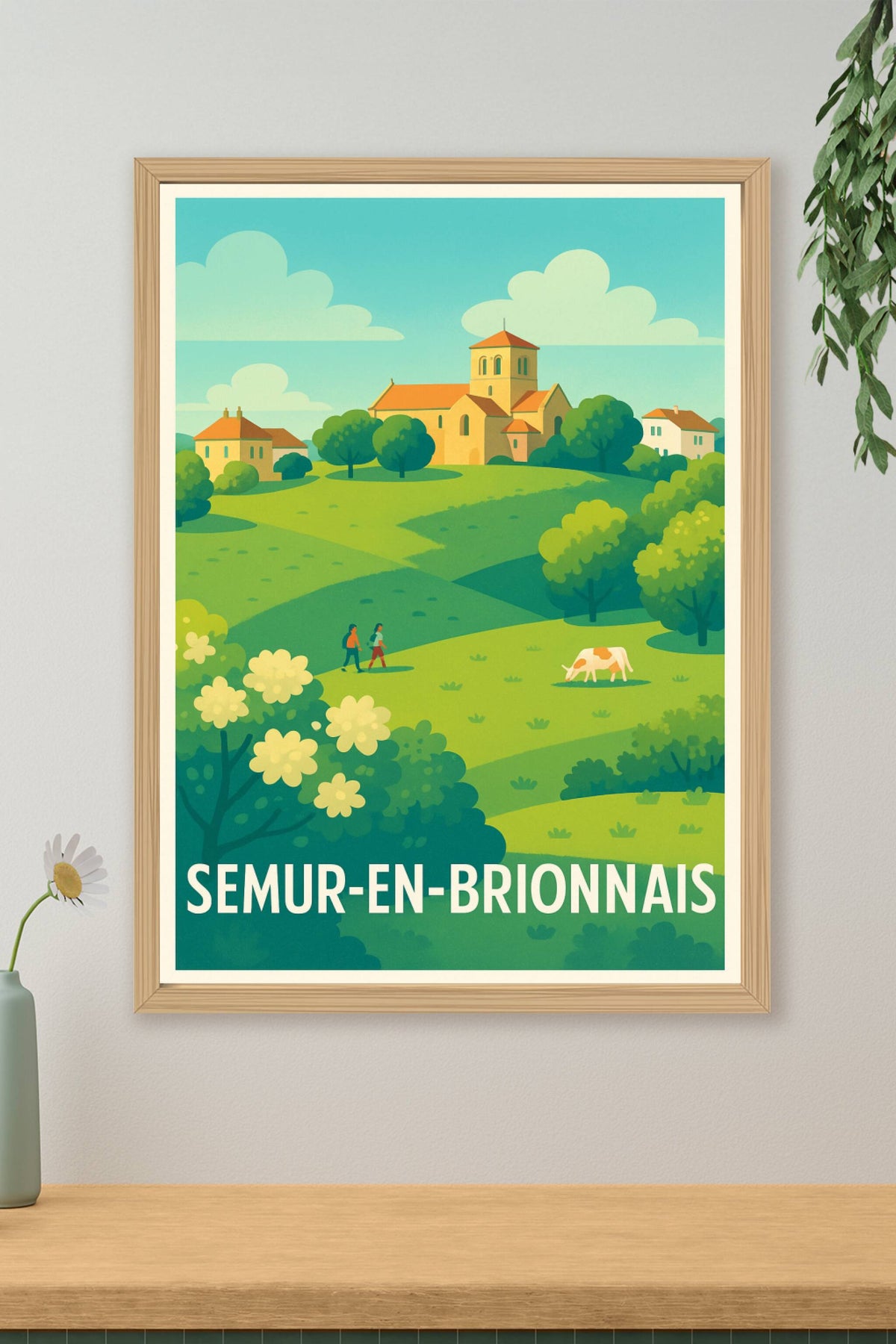 Affiche Semur-en-Brionnais — Charme bucolique et sérénité champêtre · poster d'art de Semur-en-Brionnais