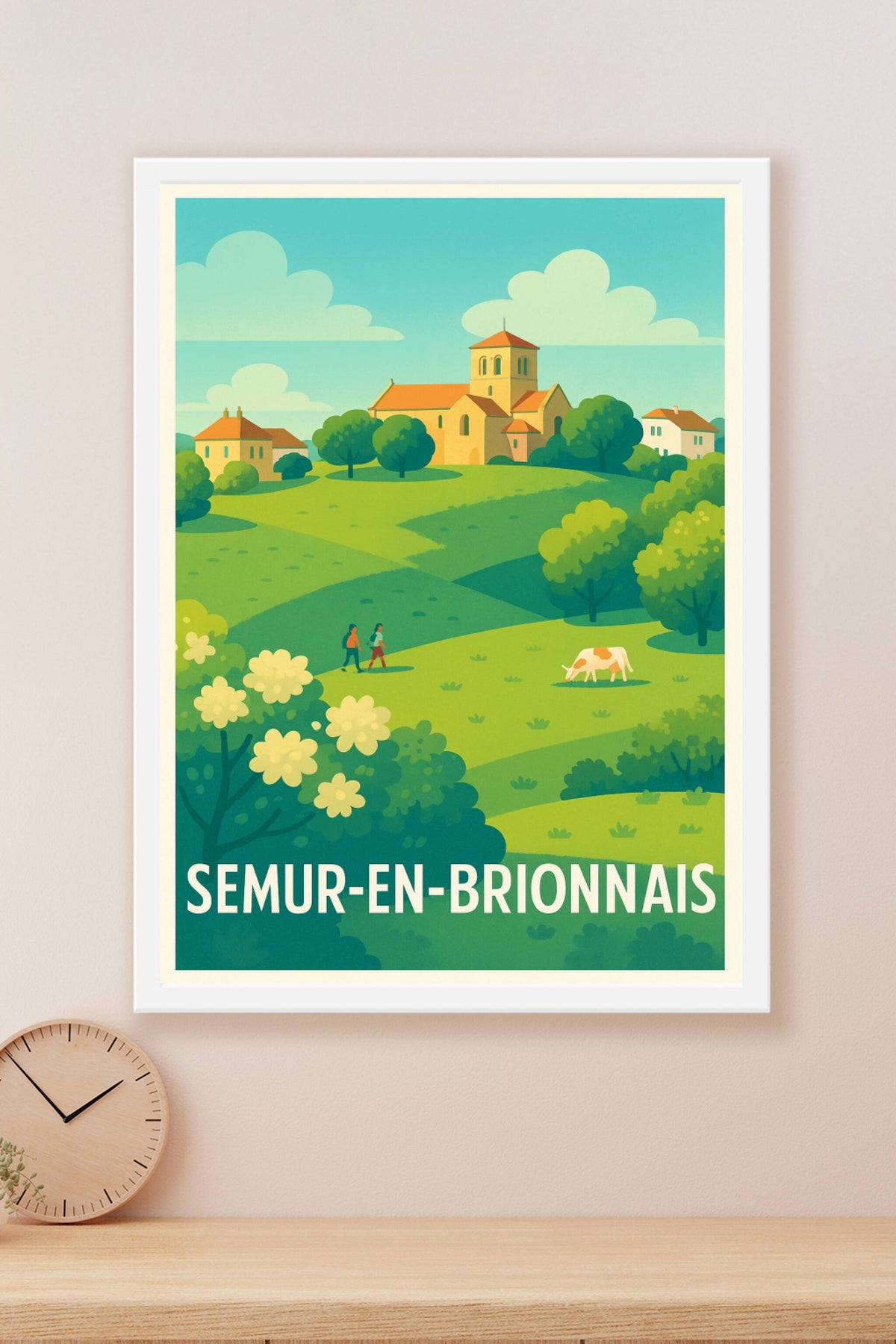 Affiche Semur-en-Brionnais — Charme bucolique et sérénité champêtre · poster d'art de Semur-en-Brionnais