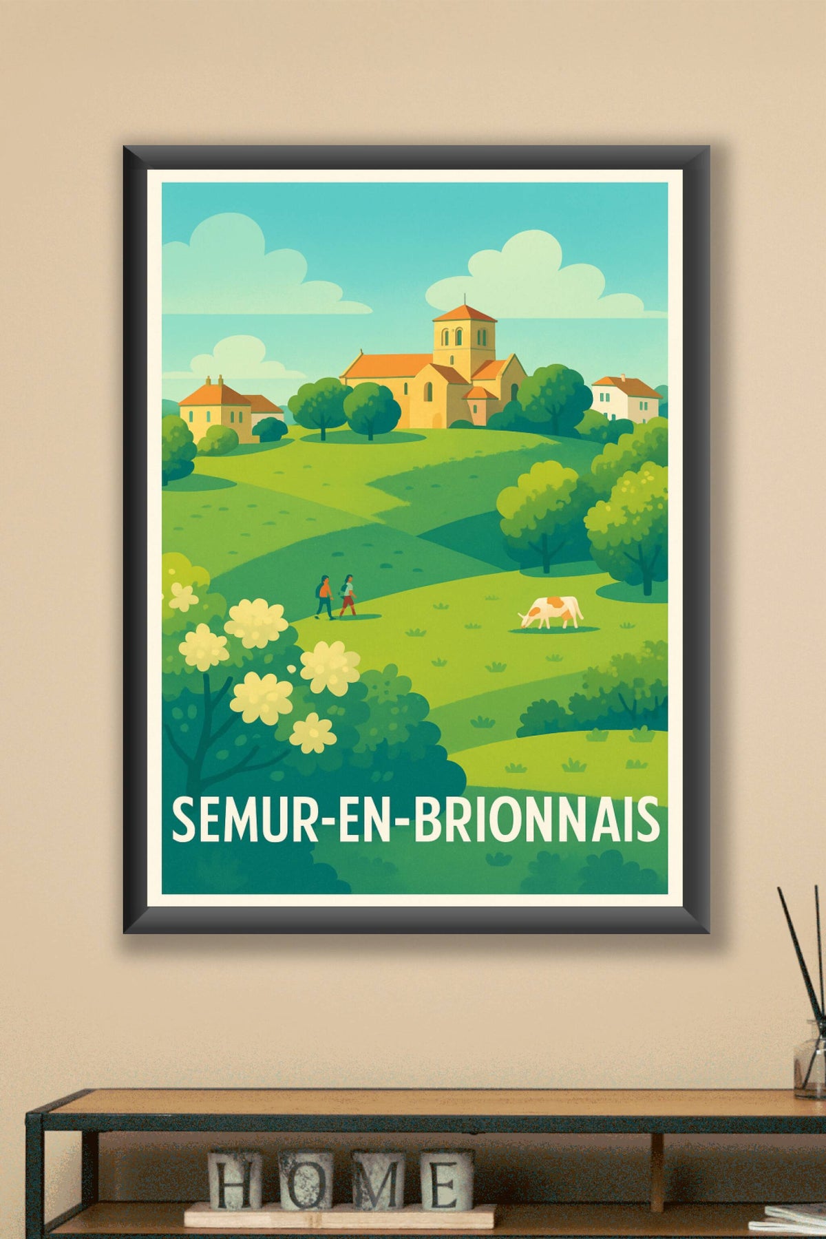 Affiche Semur-en-Brionnais — Charme bucolique et sérénité champêtre · poster d'art de Semur-en-Brionnais
