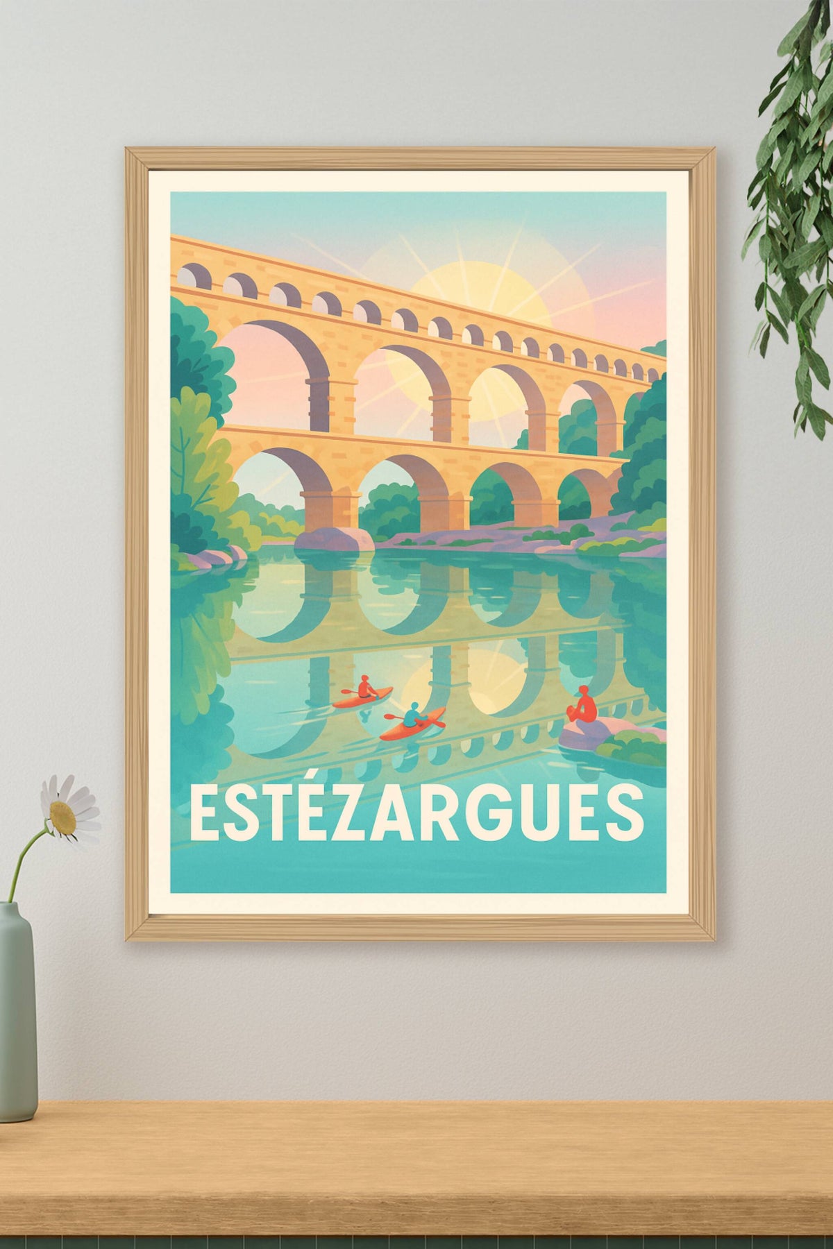Affiche Estézargues — Tranquillité au fil de l'eau · poster d'art de Estézargues
