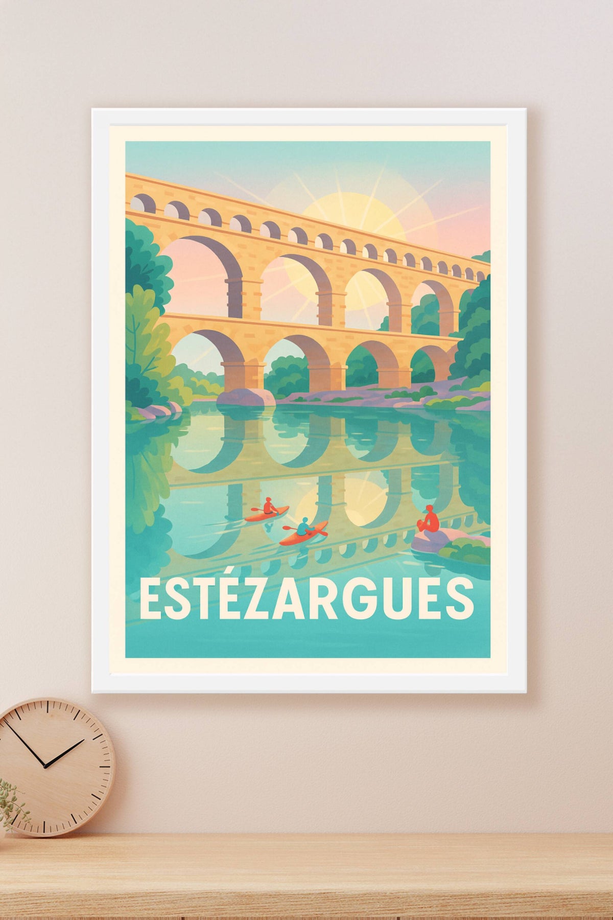 Affiche Estézargues — Tranquillité au fil de l'eau · poster d'art de Estézargues