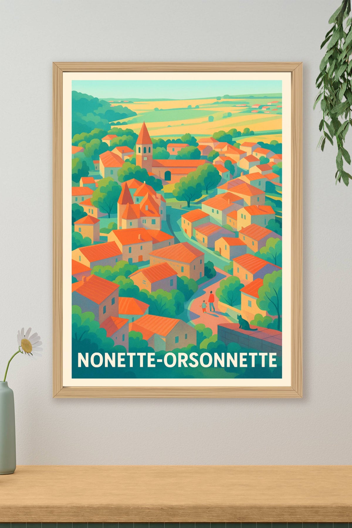 Affiche Nonette-Orsonnette — Charme villageois en couleurs d'été · poster d'art de Nonette-Orsonnette