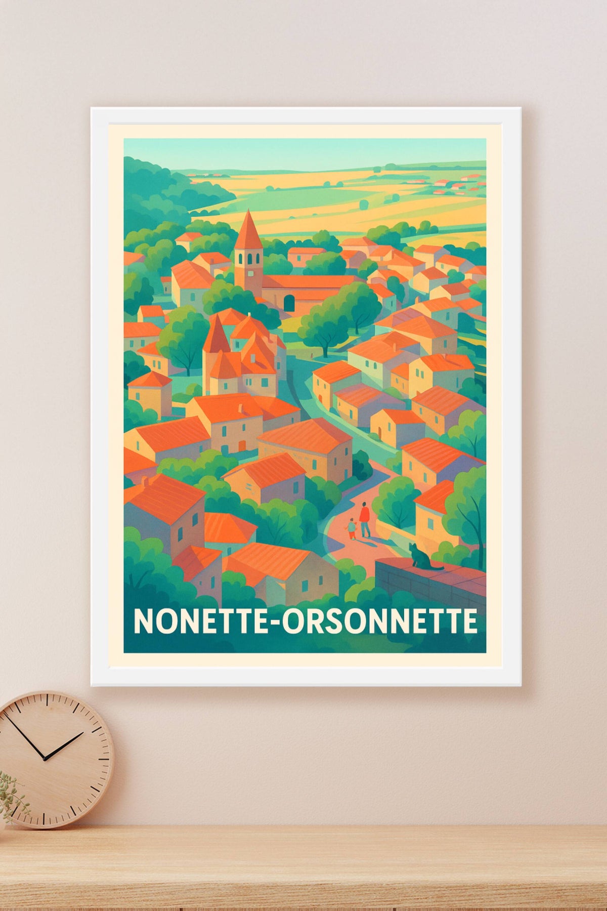 Affiche Nonette-Orsonnette — Charme villageois en couleurs d'été · poster d'art de Nonette-Orsonnette