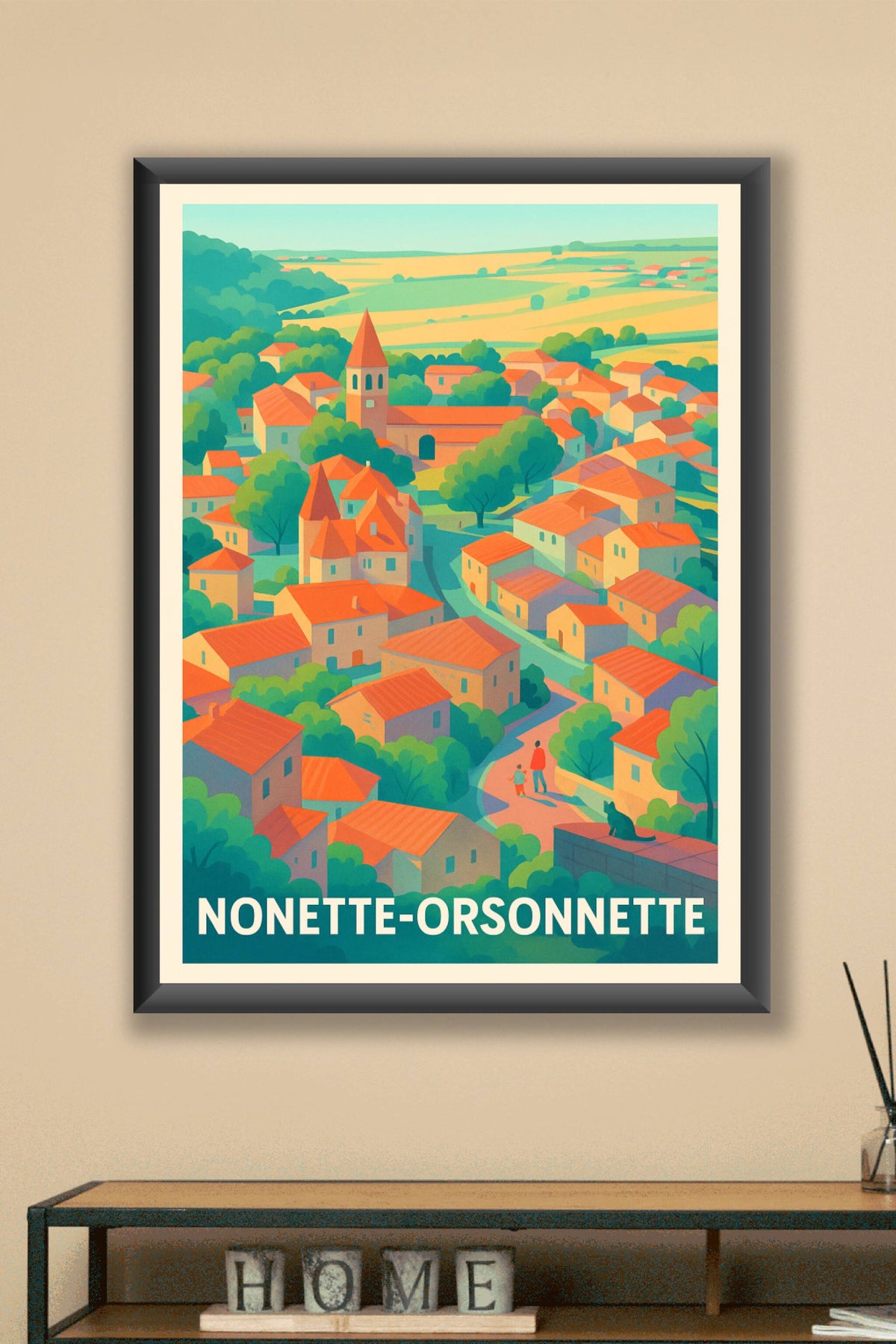 Affiche Nonette-Orsonnette — Charme villageois en couleurs d'été · poster d'art de Nonette-Orsonnette