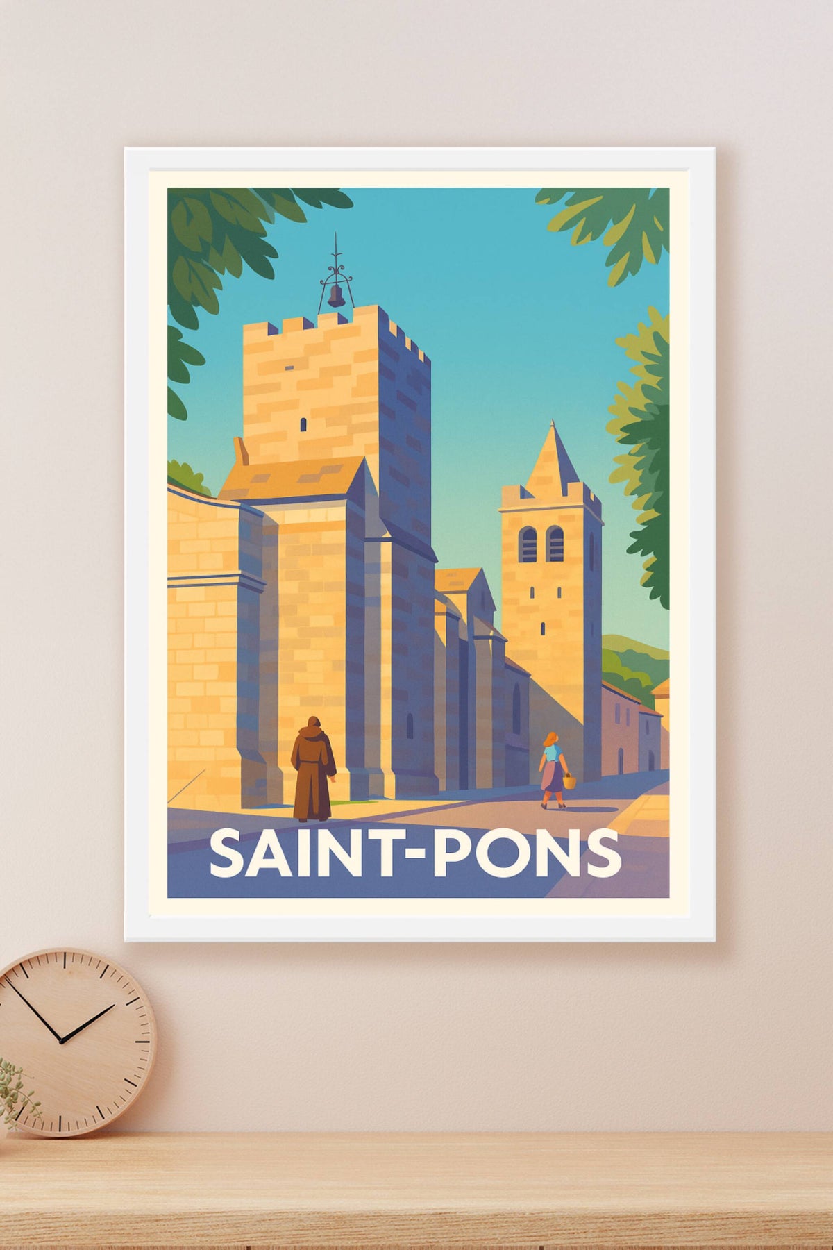 Affiche Saint-Pons — La sérénité d'un patrimoine médiéval · poster d'art de Saint-Pons