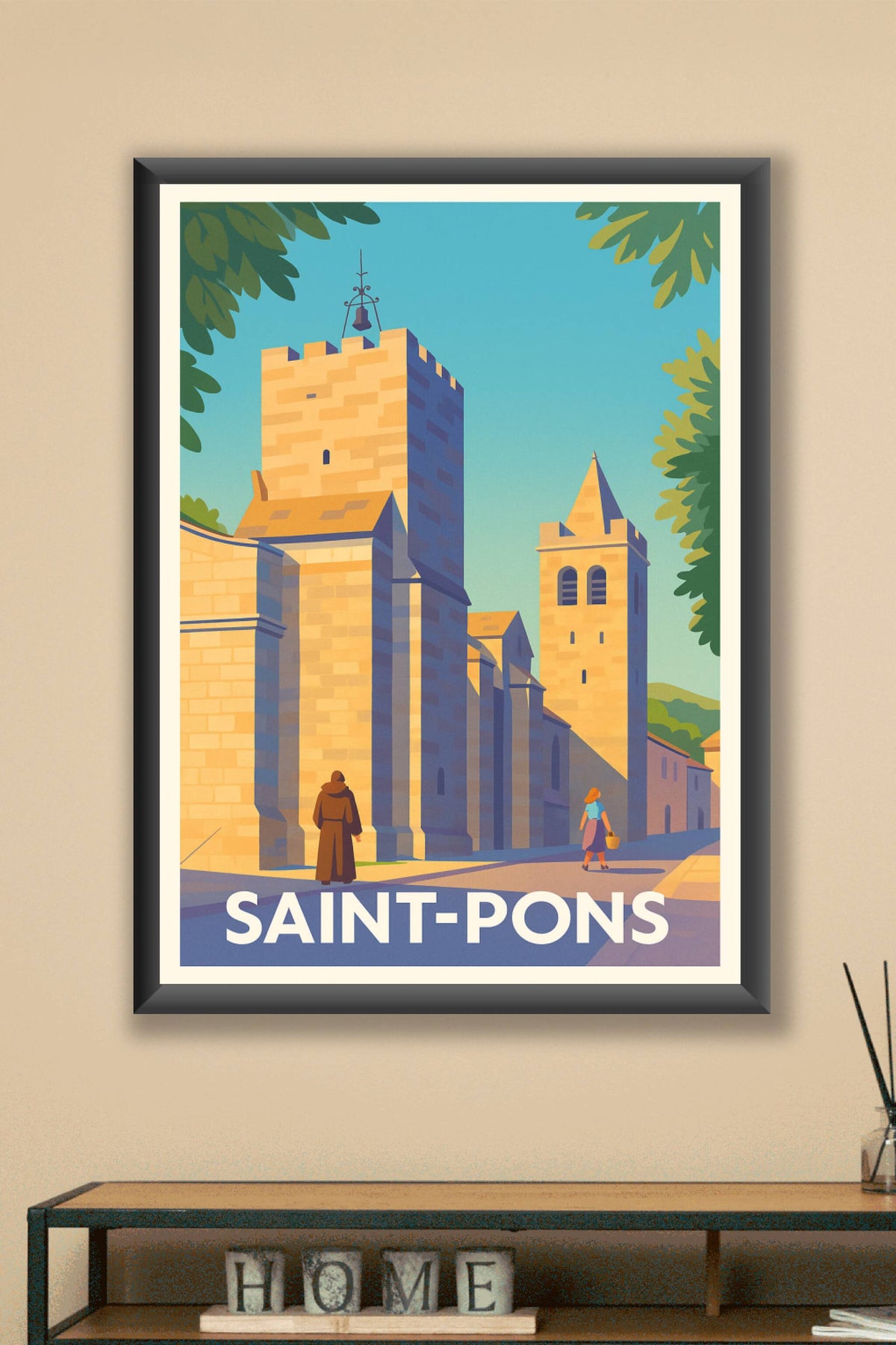 Affiche Saint-Pons — La sérénité d'un patrimoine médiéval · poster d'art de Saint-Pons