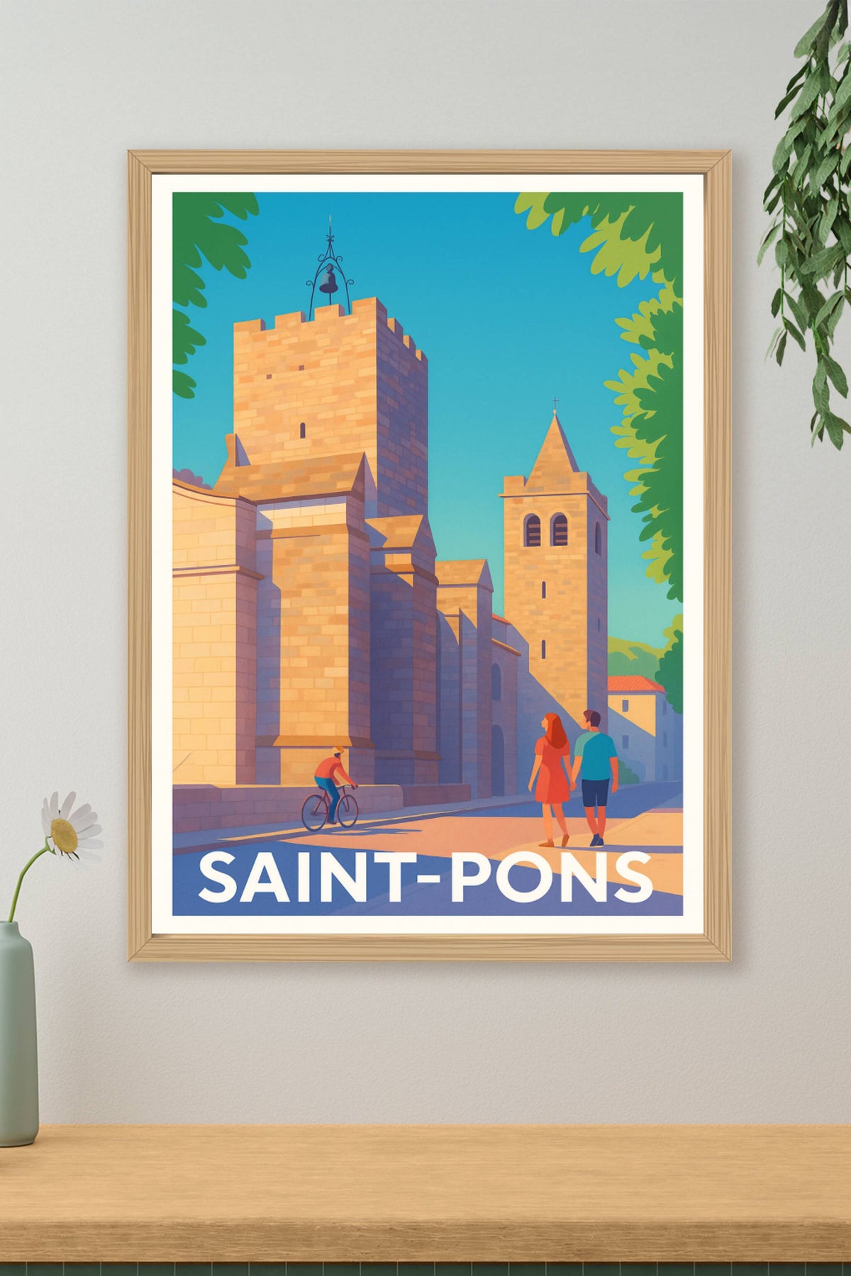 Affiche Saint-Pons — Promenade ensoleillée au cœur de l'histoire · poster d'art de Saint-Pons