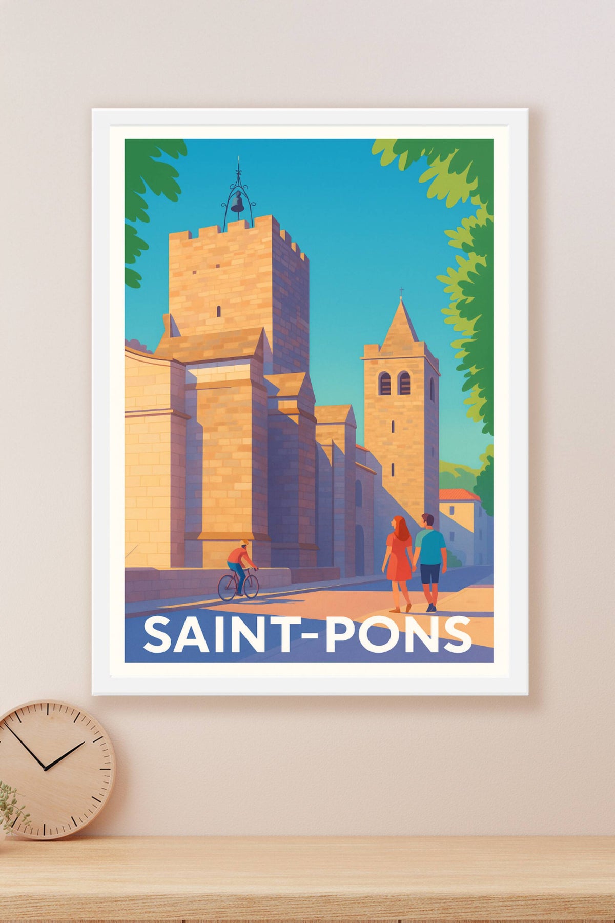 Affiche Saint-Pons — Promenade ensoleillée au cœur de l'histoire · poster d'art de Saint-Pons