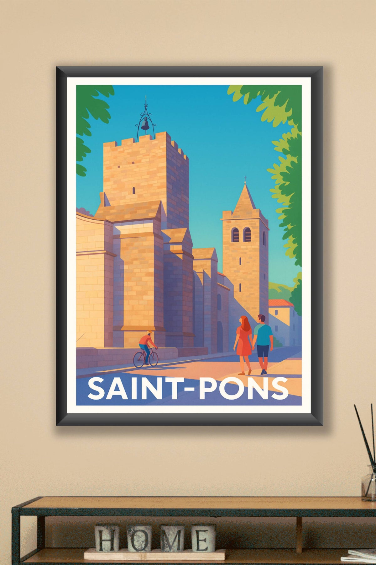 Affiche Saint-Pons — Promenade ensoleillée au cœur de l'histoire · poster d'art de Saint-Pons