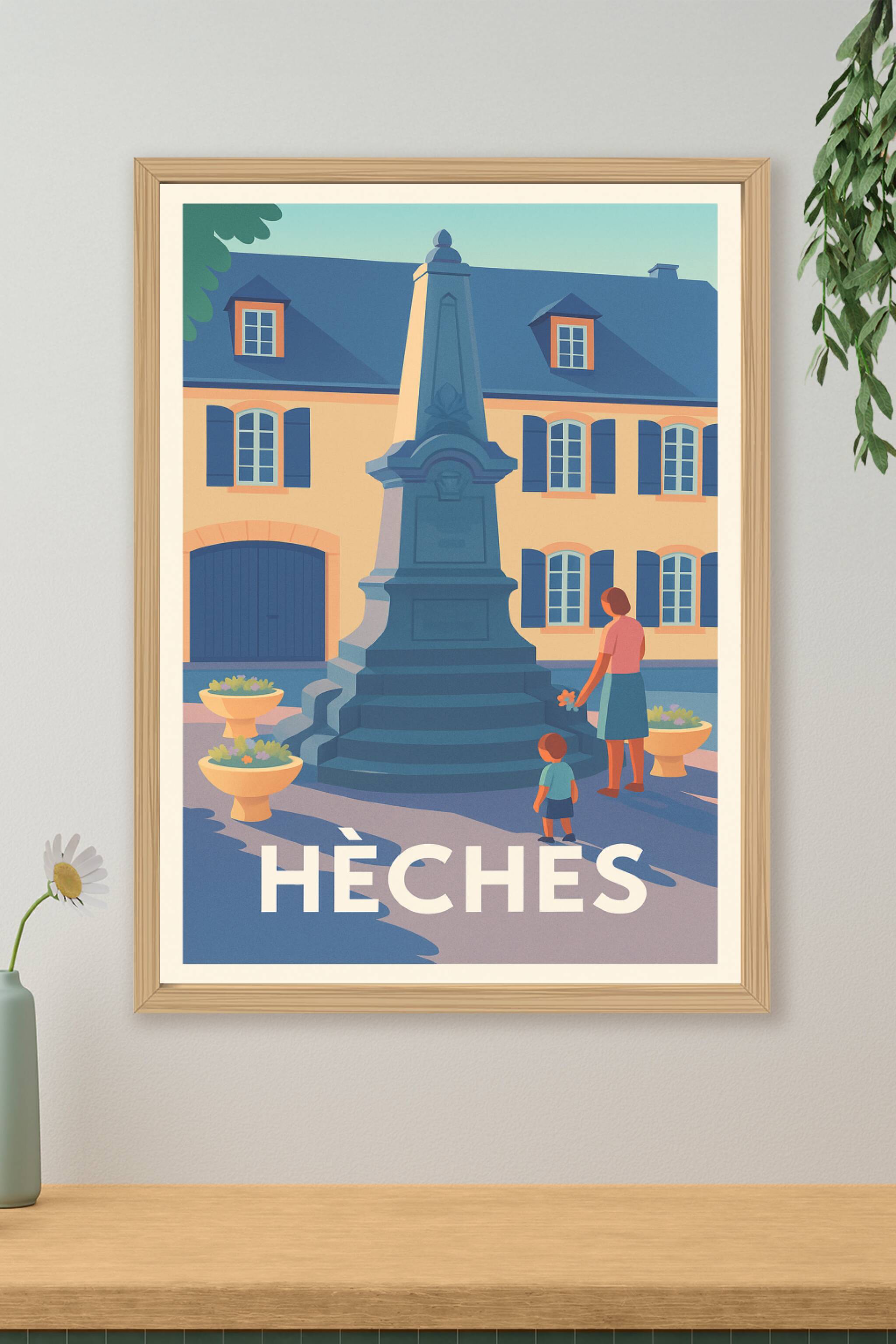 Affiche de Hèches - Un instant de quiétude au cœur du village