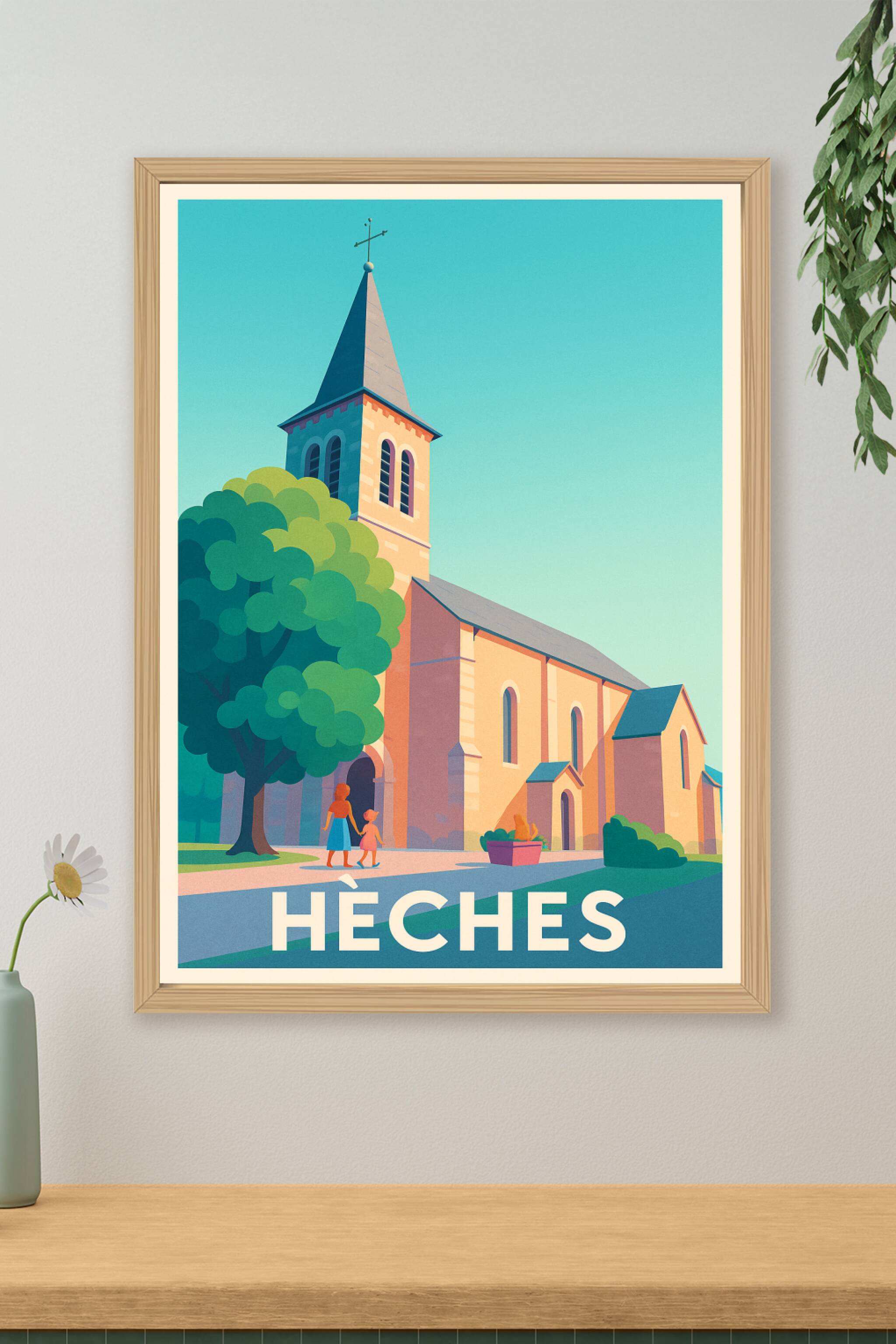 Affiche de Hèches - Charme tranquille d'un village pittoresque