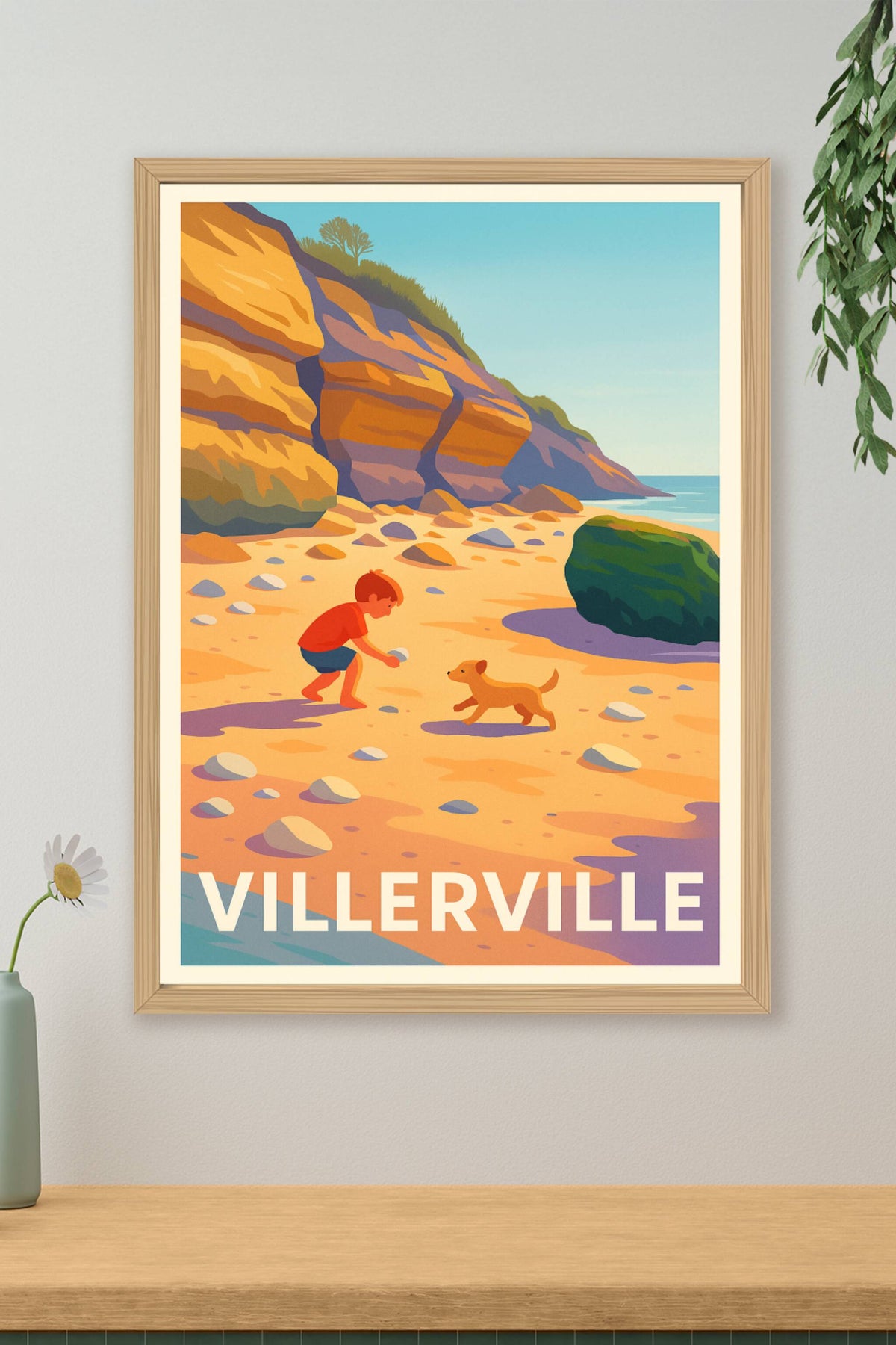 Affiche Villerville — Douceur et jeux sur la plage normande · poster d'art de Villerville